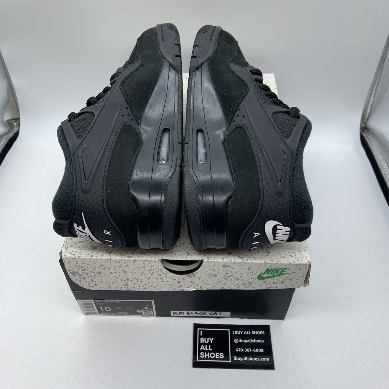 Size 10 - Air Jordan 4 RM Black Cat Black White Suede (FQ7939-004)