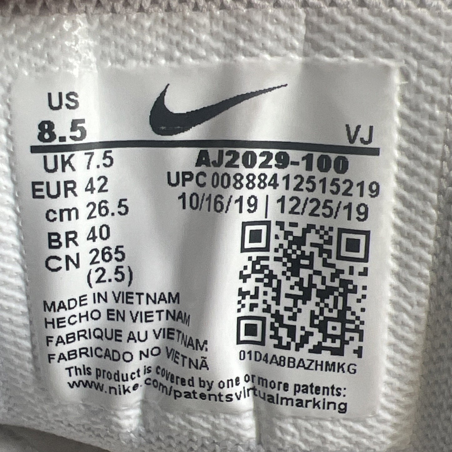 Size 8.5 - Nike Air Max Plus TN Triple White (AJ2029-100)
