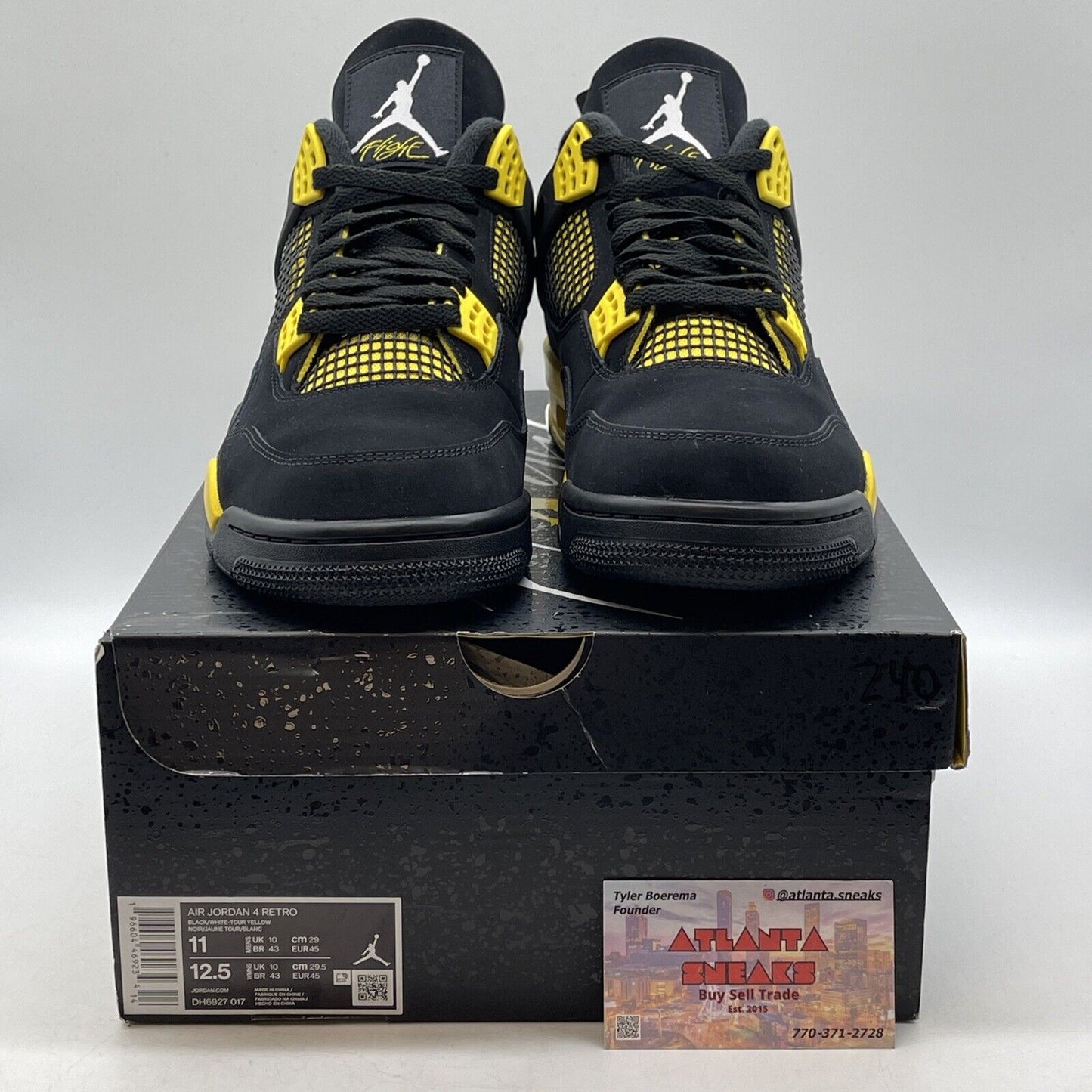 Size 11 - Jordan 4 Retro Mid Thunder Black Yellow Suede (DH6927-017)