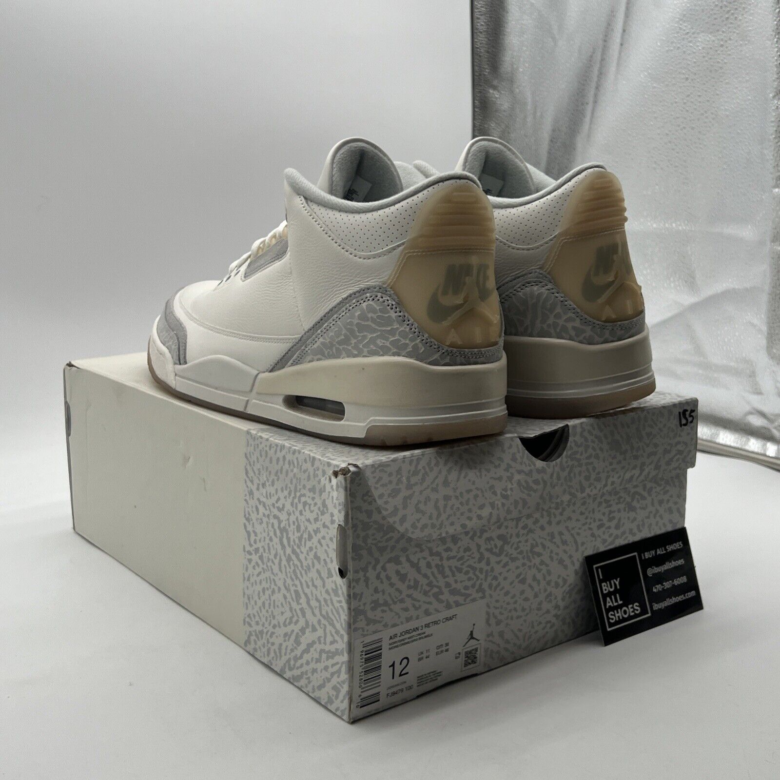 Size 12 - Air Jordan 3 Retro Craft Ivory/Grey White Leather (FJ9579-100)
