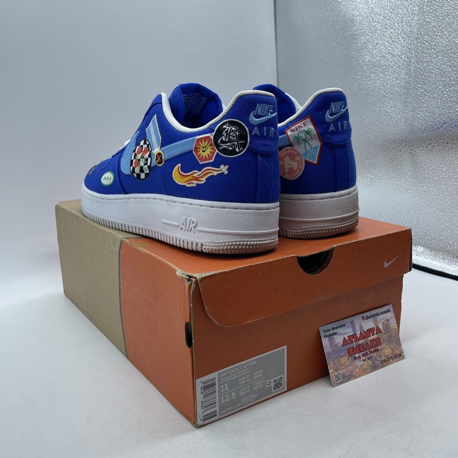 Size 11 - Nike Air Force 1 '07 Patched Up - Los Angeles White Blue (DX2304-400)
