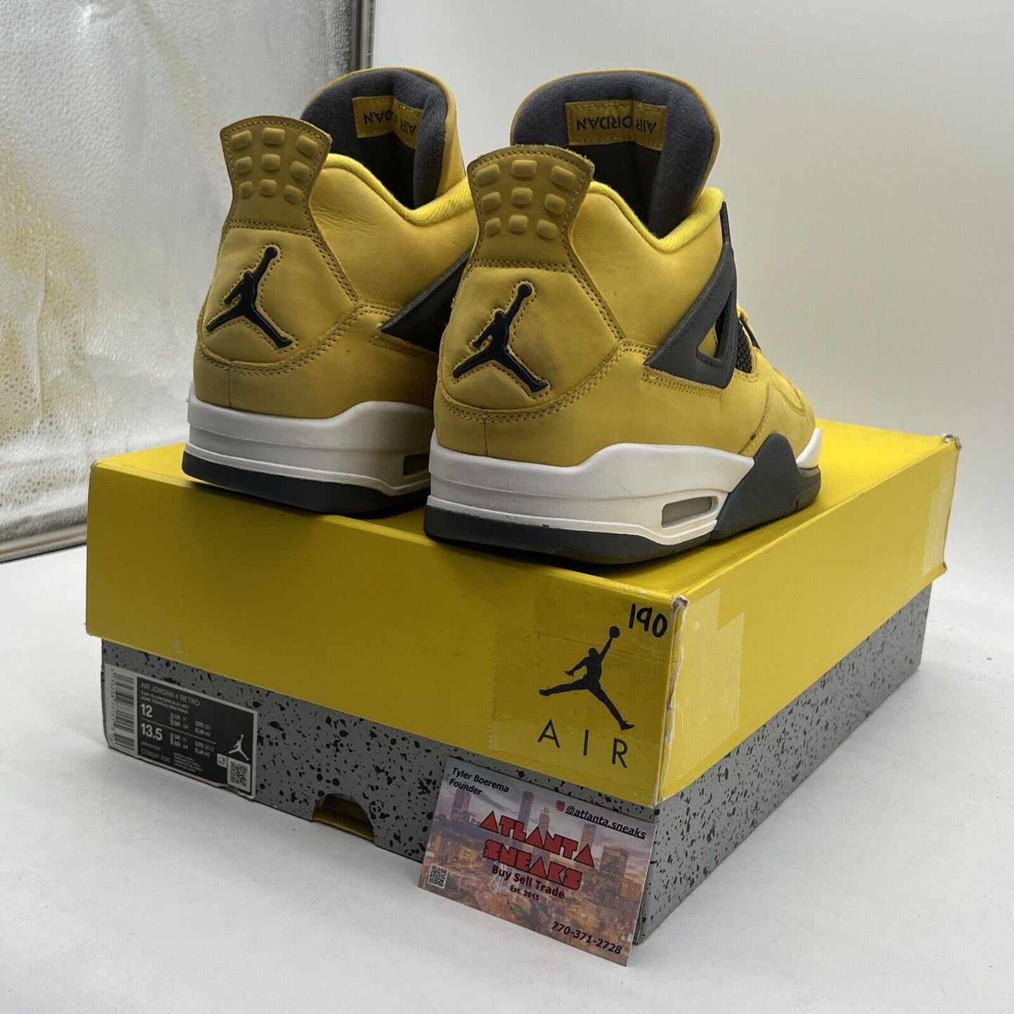 Size 12 - Jordan 4 Retro Mid Lightning White Grey Yellow Suede (CT8527-700)