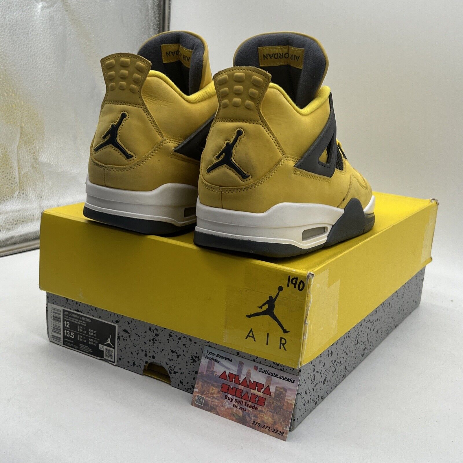 Size 12 - Jordan 4 Retro Mid Lightning White Grey Yellow Suede (CT8527-700)