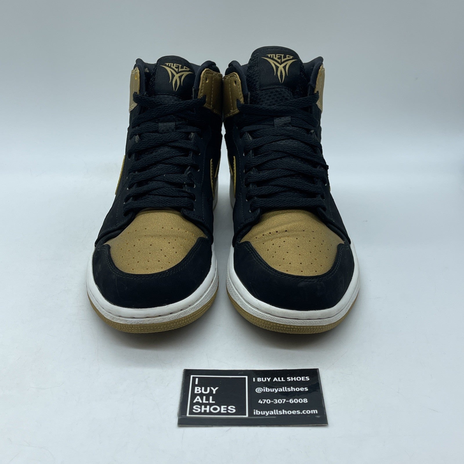 Size 9.5 - Air Jordan 1 Retro High Melo Gold Black Suede Leather (332550-026)