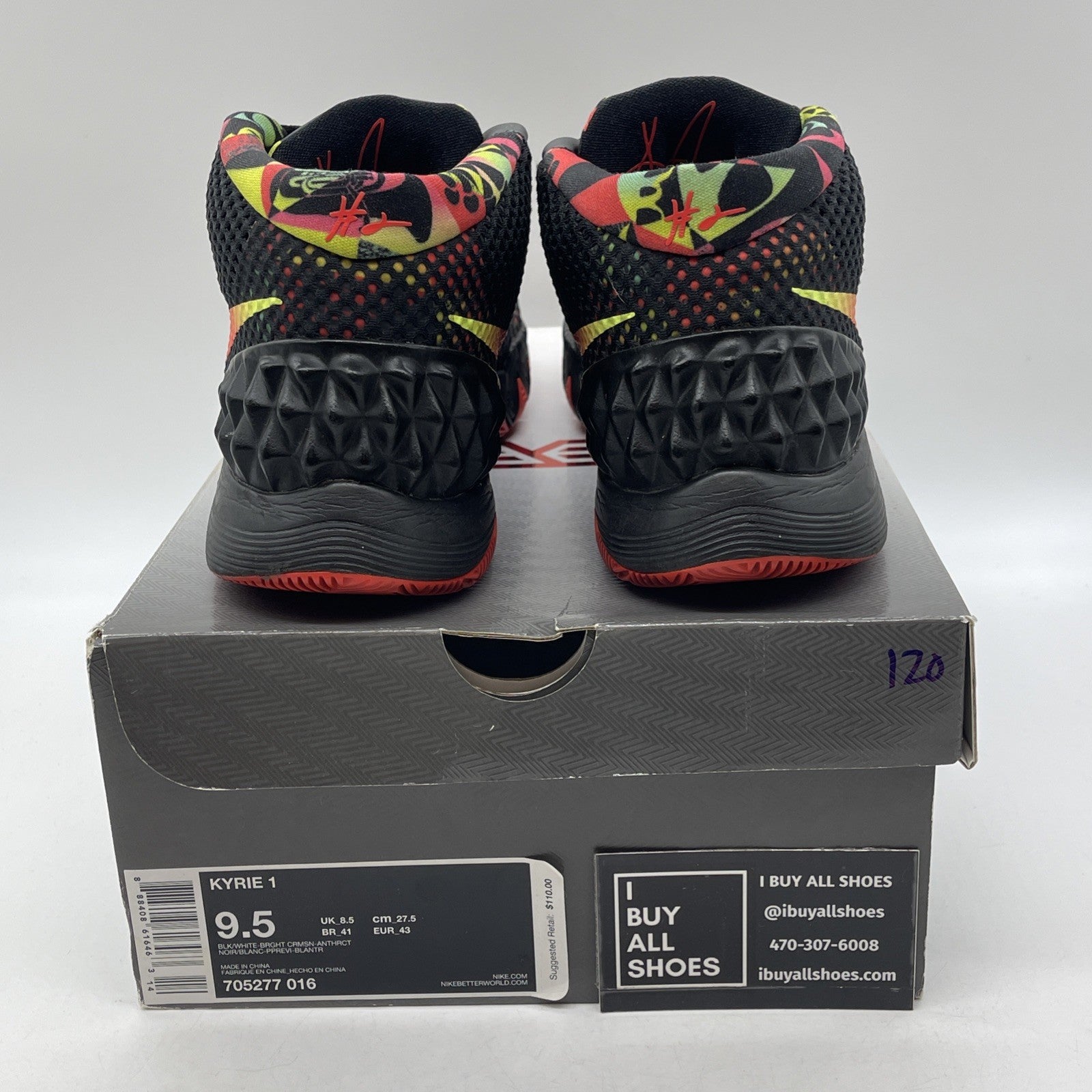 Size 9.5 - Nike Kyrie 1 Dream Black Pink Red Suede Leather (705277-016)