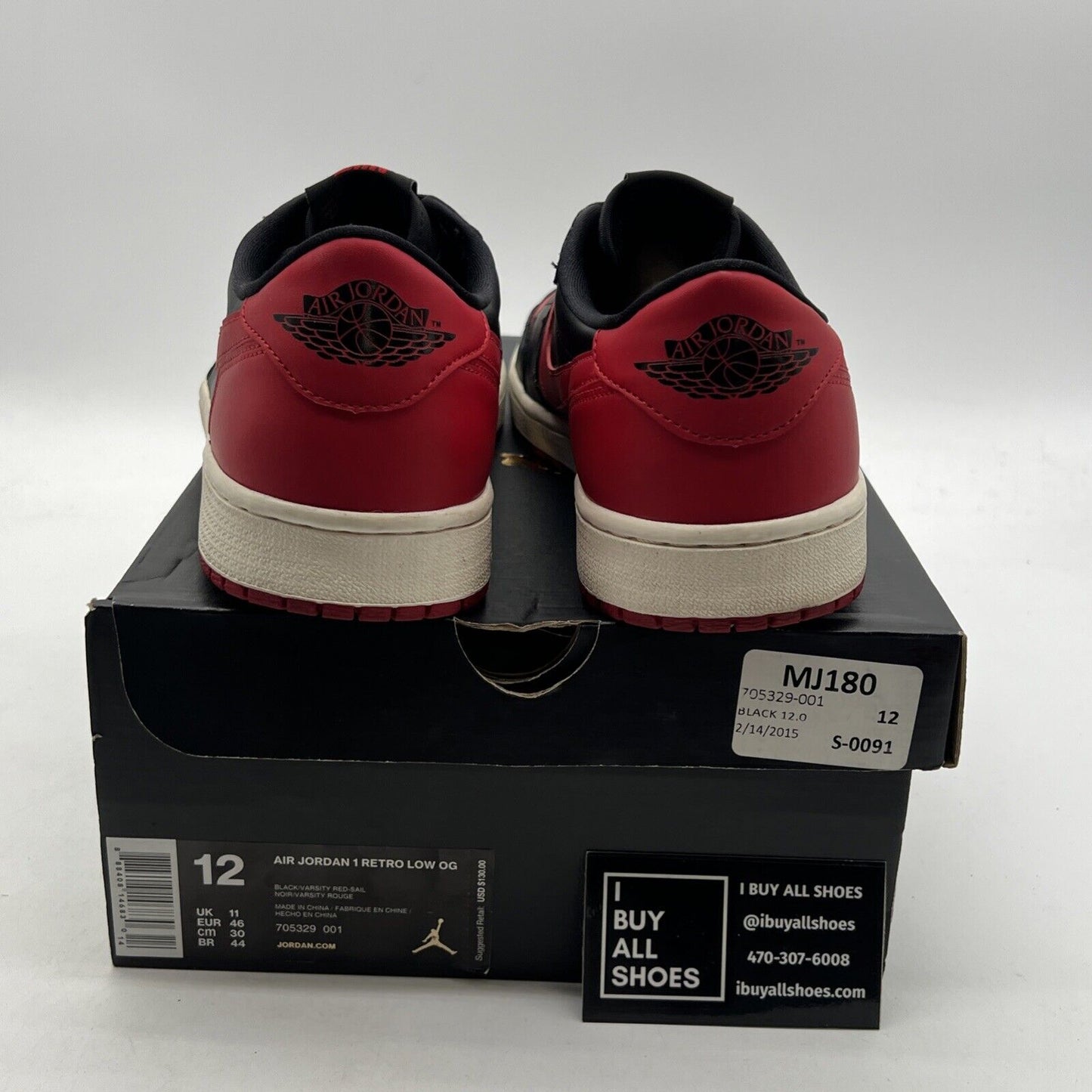 Size 12 - Air Jordan 1 Retro OG Low Bred (705329-001)