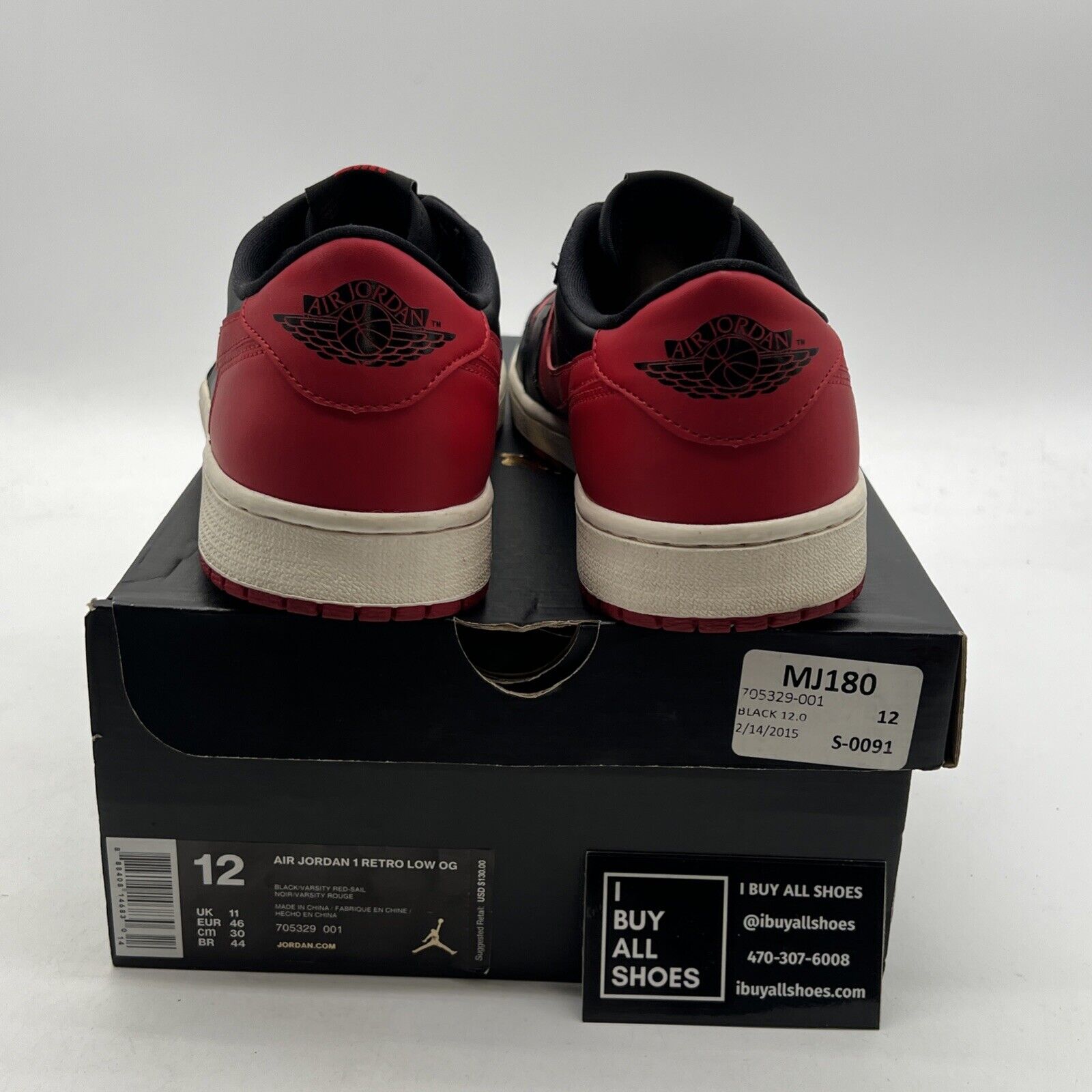 Size 12 - Air Jordan 1 Retro OG Low Bred (705329-001)