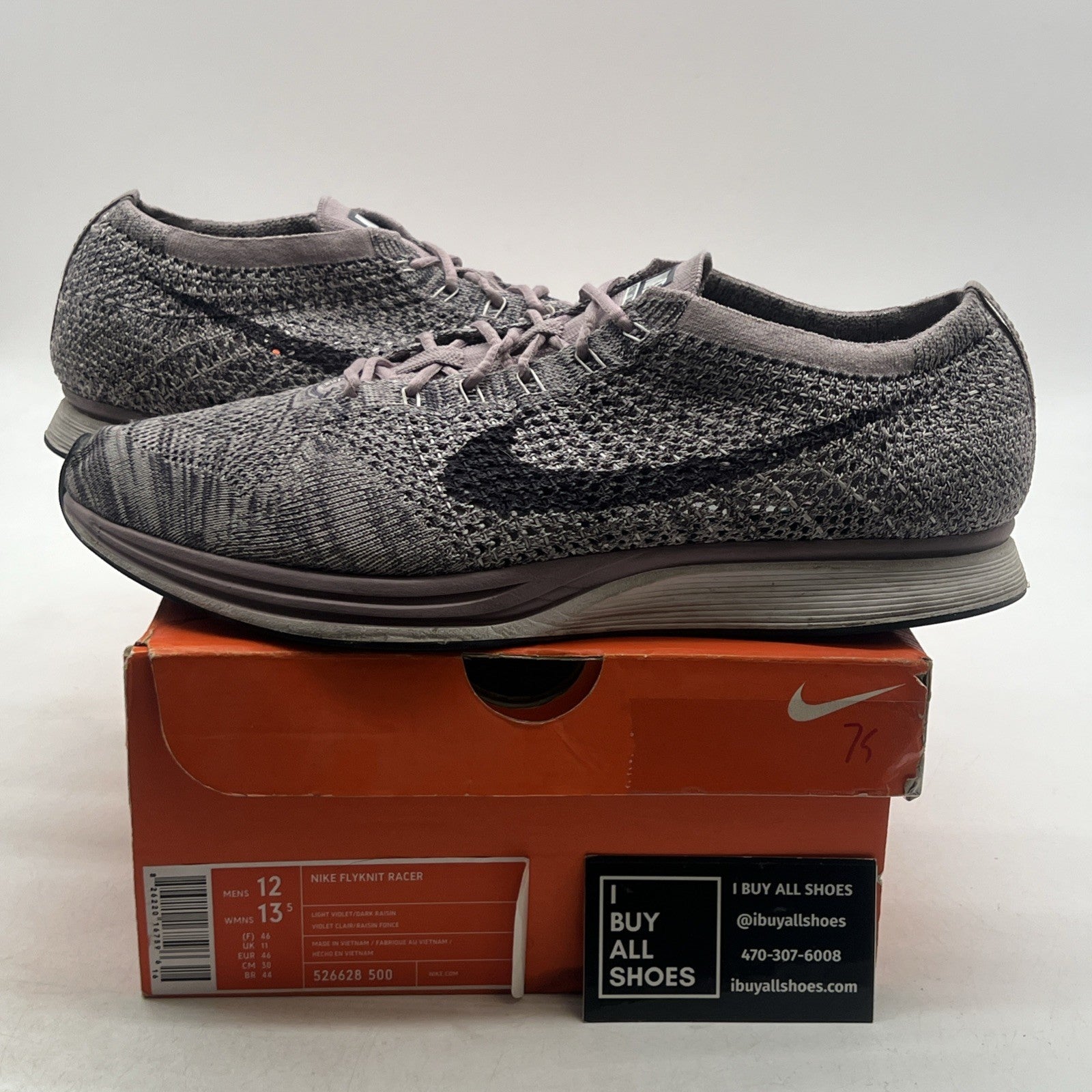 Size 12 - Nike Flyknit Racer Lavender (526628-500)