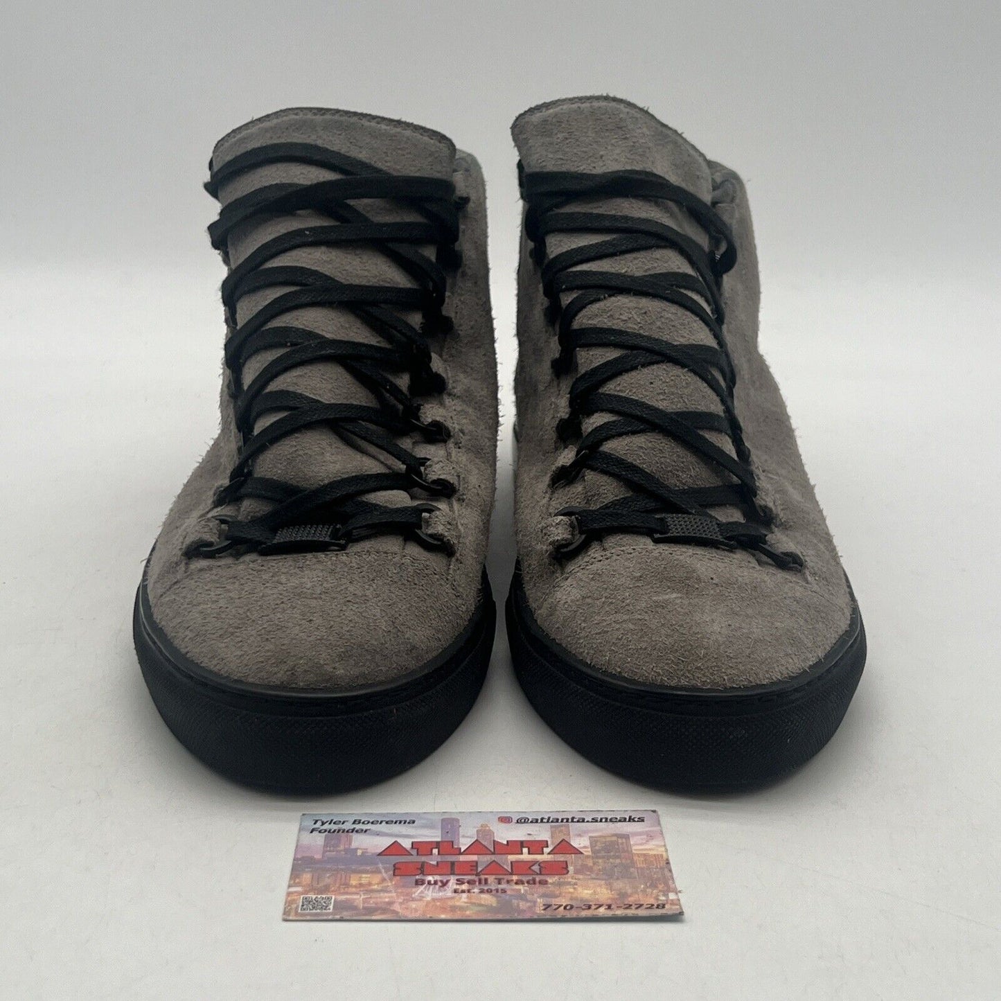 Size 8.5 - Balenciaga Gray Suede Arena High Grey Black