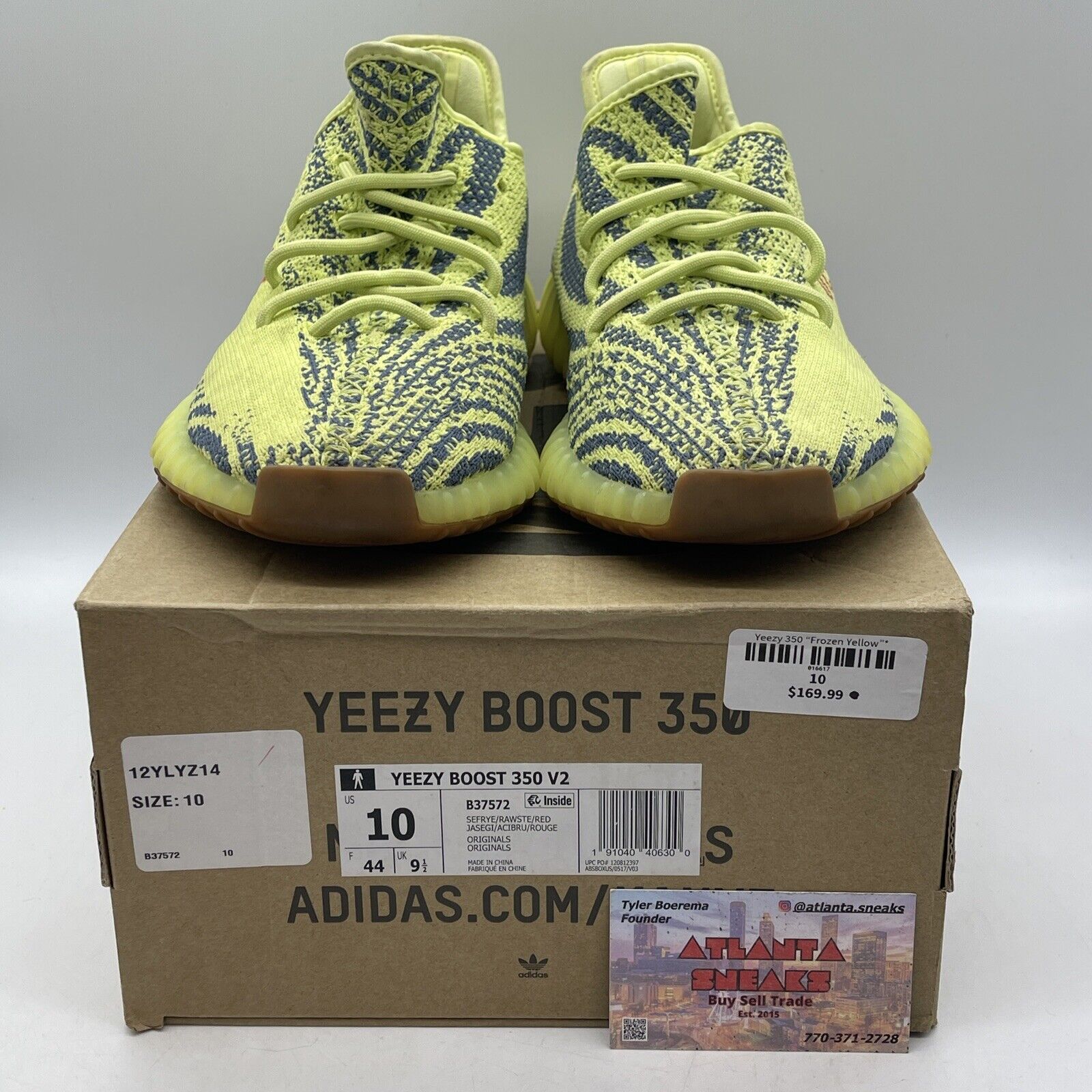 Size 10 - adidas Yeezy Boost 350 V2 Low Semi Frozen Yellow Red Brown (B37572)