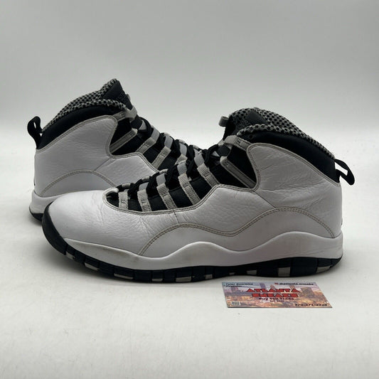 Size 11 - Air Jordan 10 Retro 2013 Steel White Grey Black Leather (310805-103)