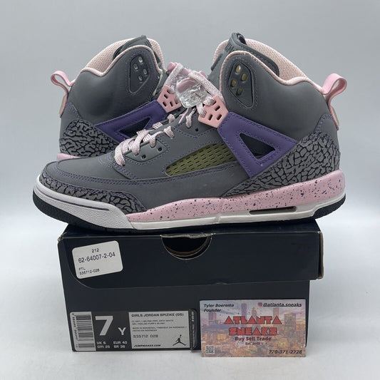 Size 7Y (GS) - Jordan Spizike Mid Purple Earth Grey Suede Leather 535712-028