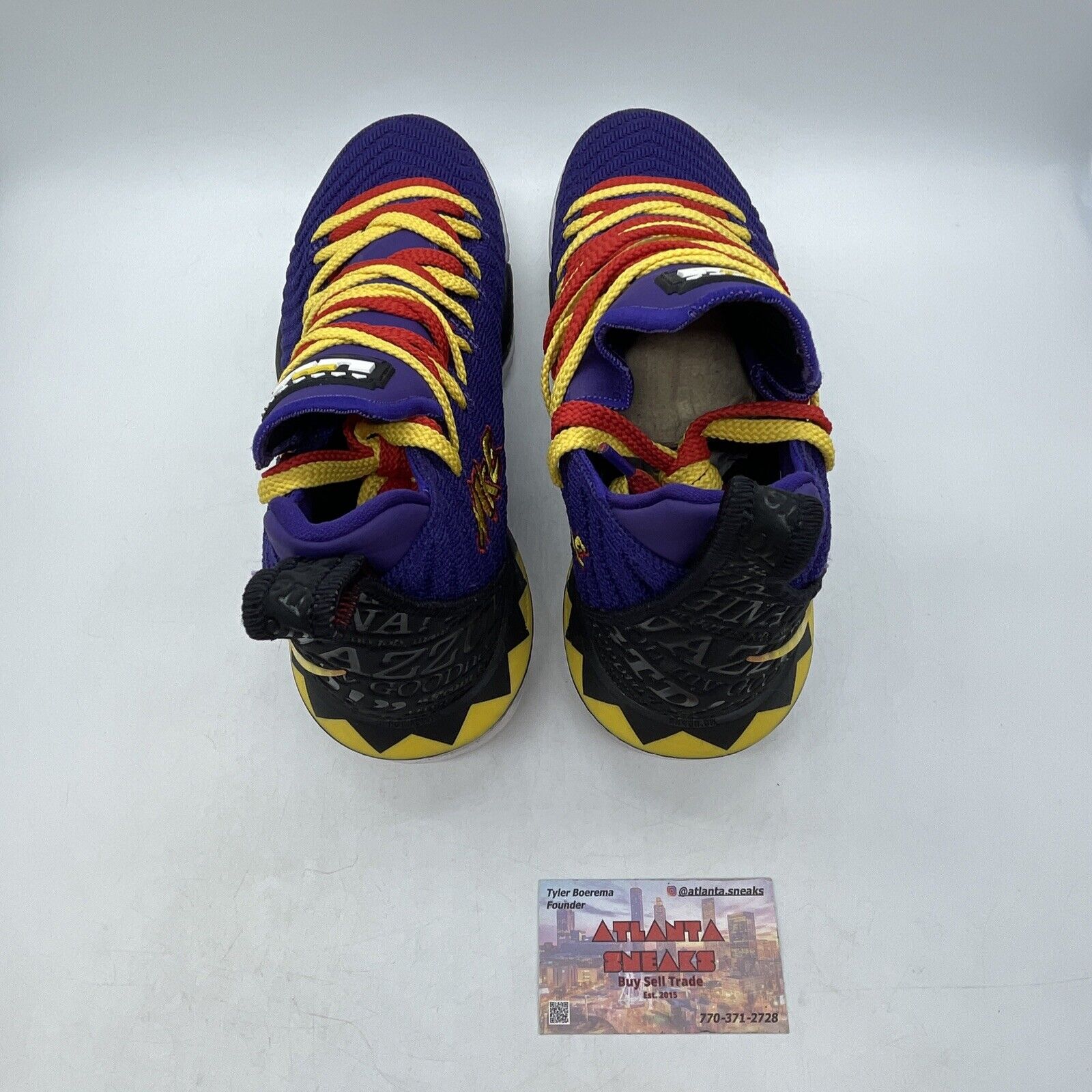 Size 9.5 - Nike LeBron 16 Martin Purple Yellow Red White Black (CI1520-500)