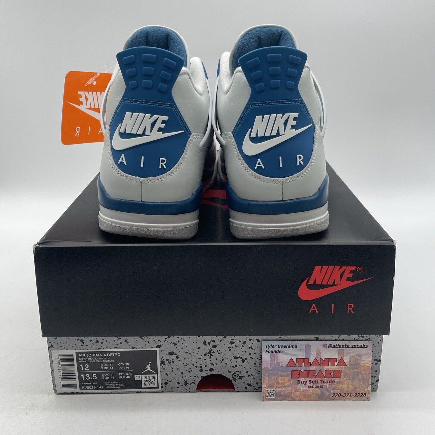 Size 12 - Air Jordan 4 Retro 2024 Military Blue White Leather (FV5029-141)