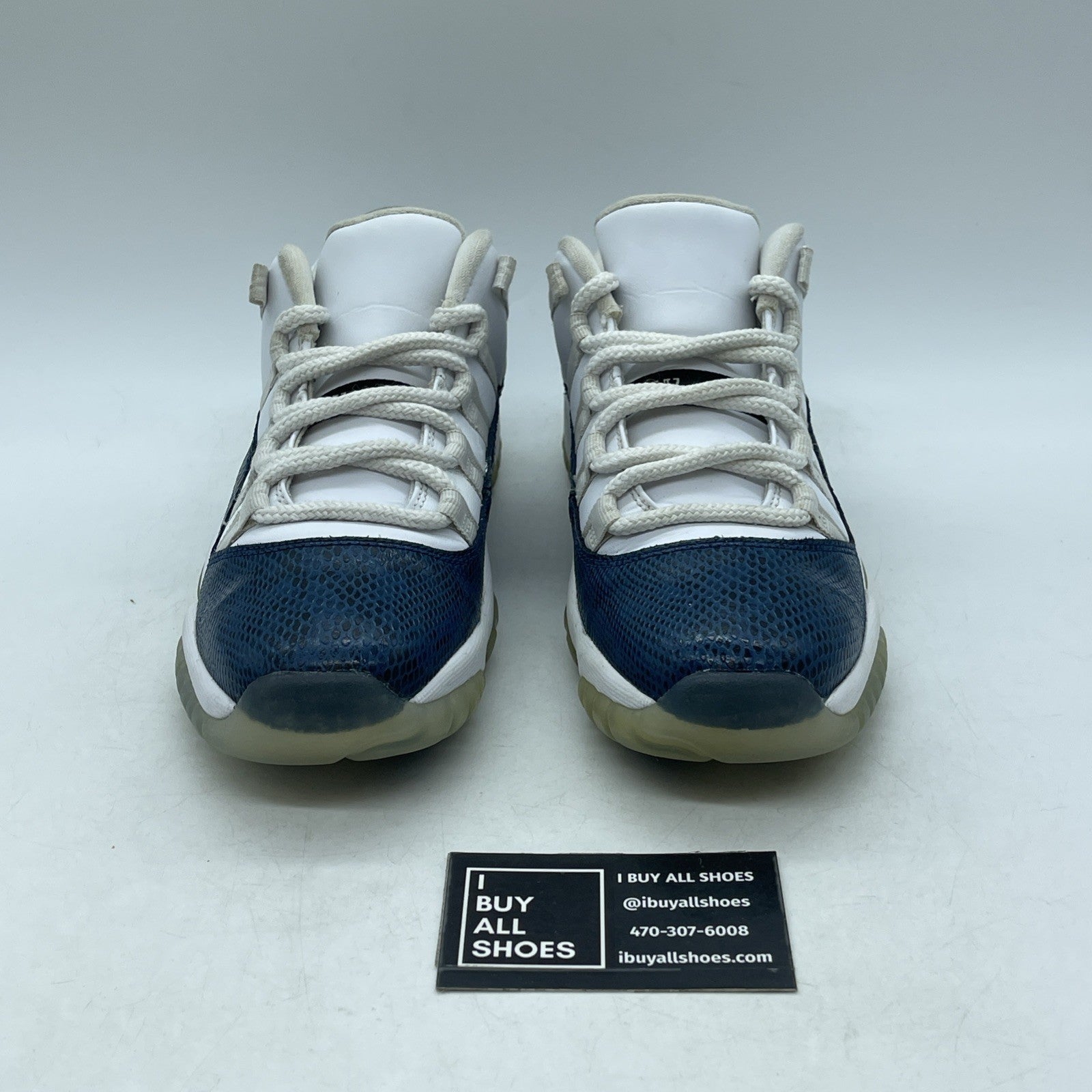 Size 7Y (GS) - Air Jordan 11 Retro 2019 Low Navy Snakeskin (CD6847-102)
