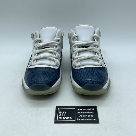 Size 7Y (GS) - Air Jordan 11 Retro 2019 Low Navy Snakeskin (CD6847-102)