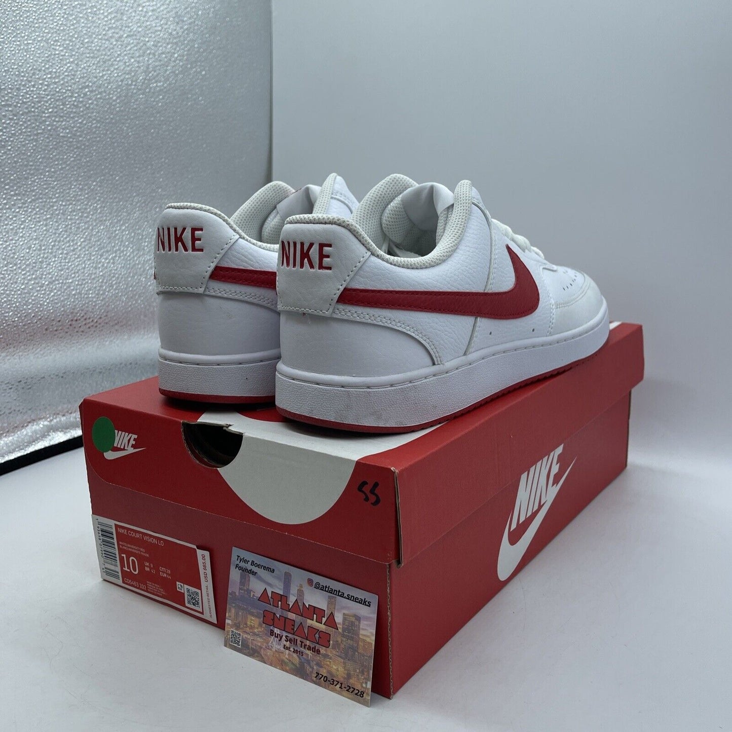 Size 10 - Nike Court Vision Low White University Red White Leather (CD5463-102)