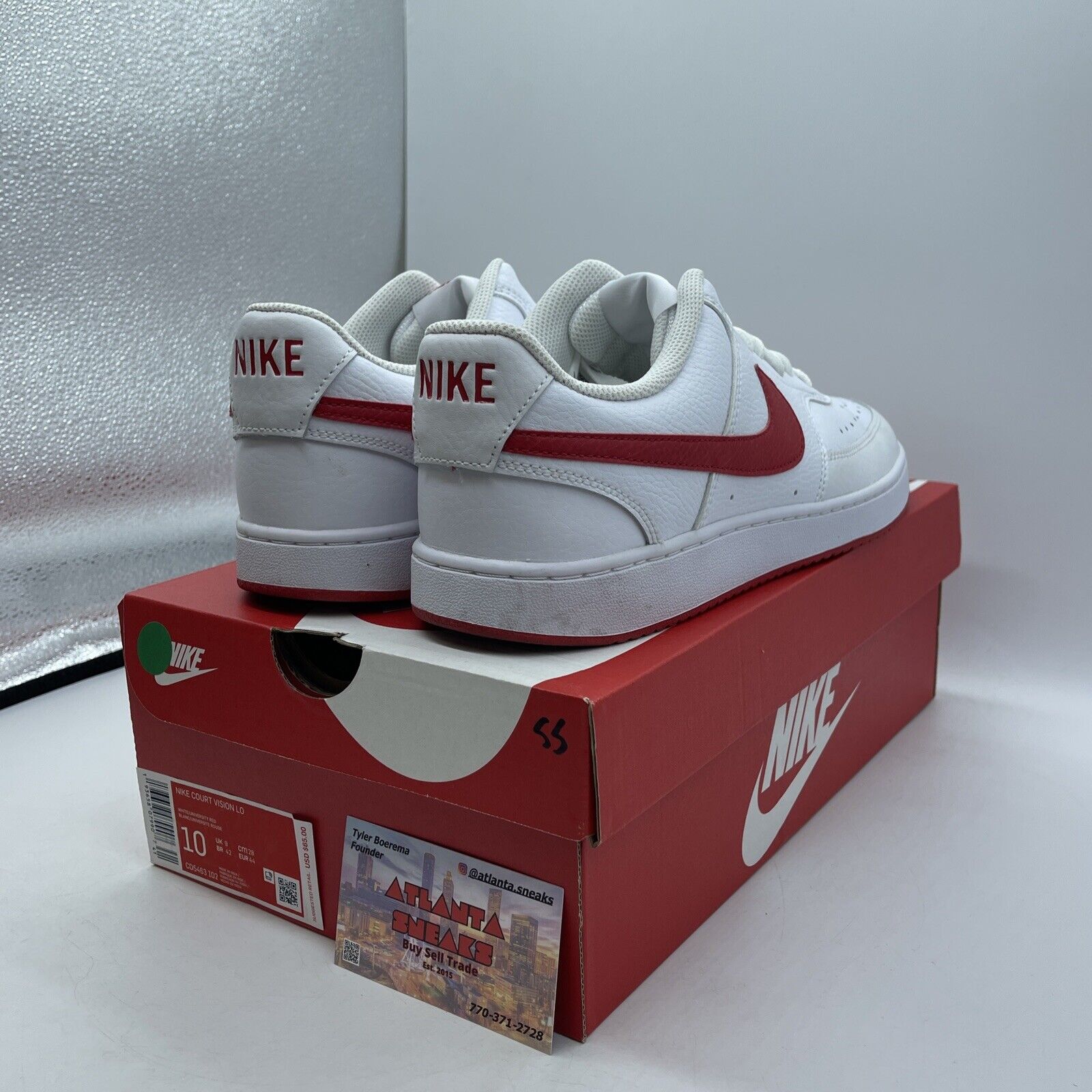 Size 10 - Nike Court Vision Low White University Red White Leather (CD5463-102)