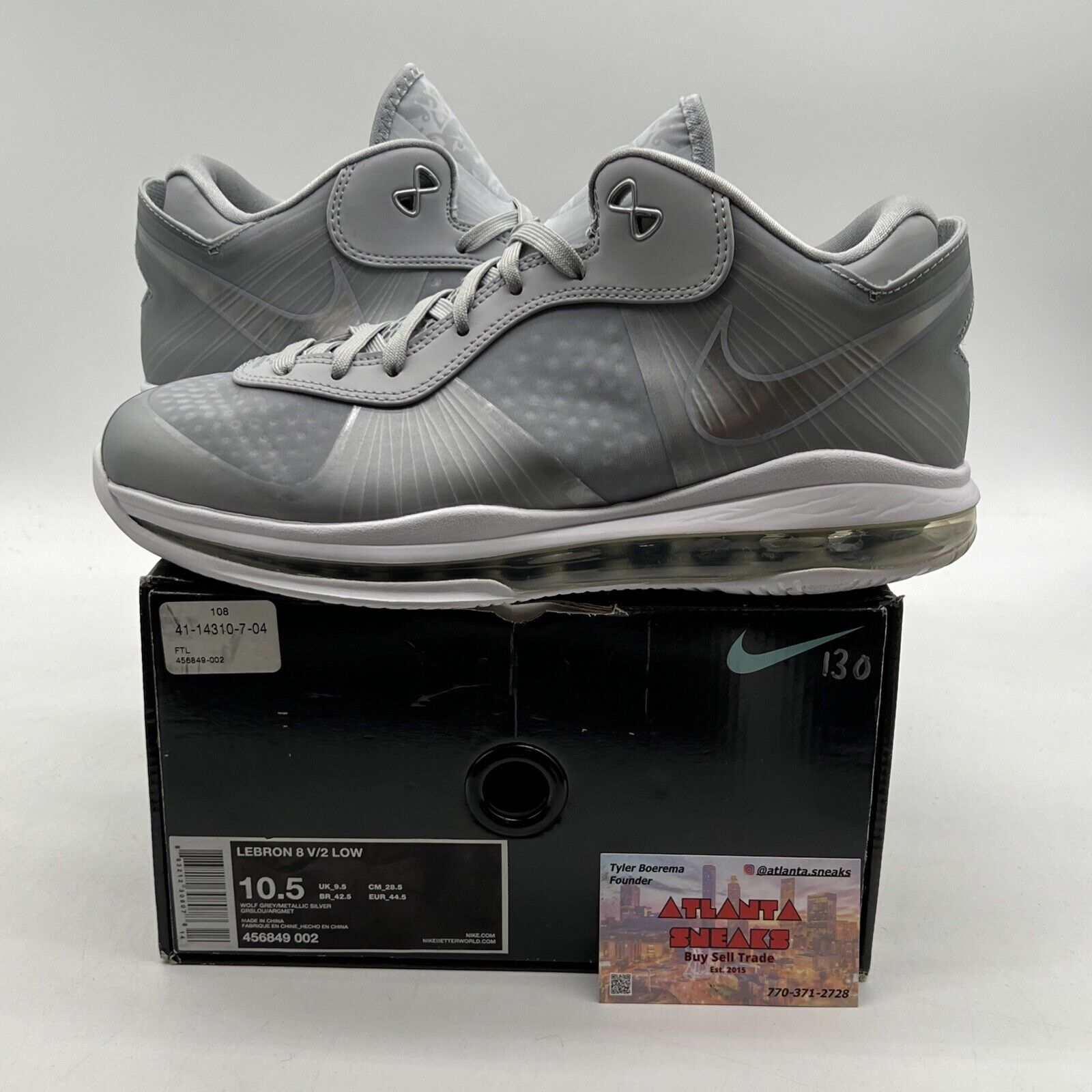 Size 10.5 - Nike LeBron 8 V/2 Low Wolf Grey (456849-002)