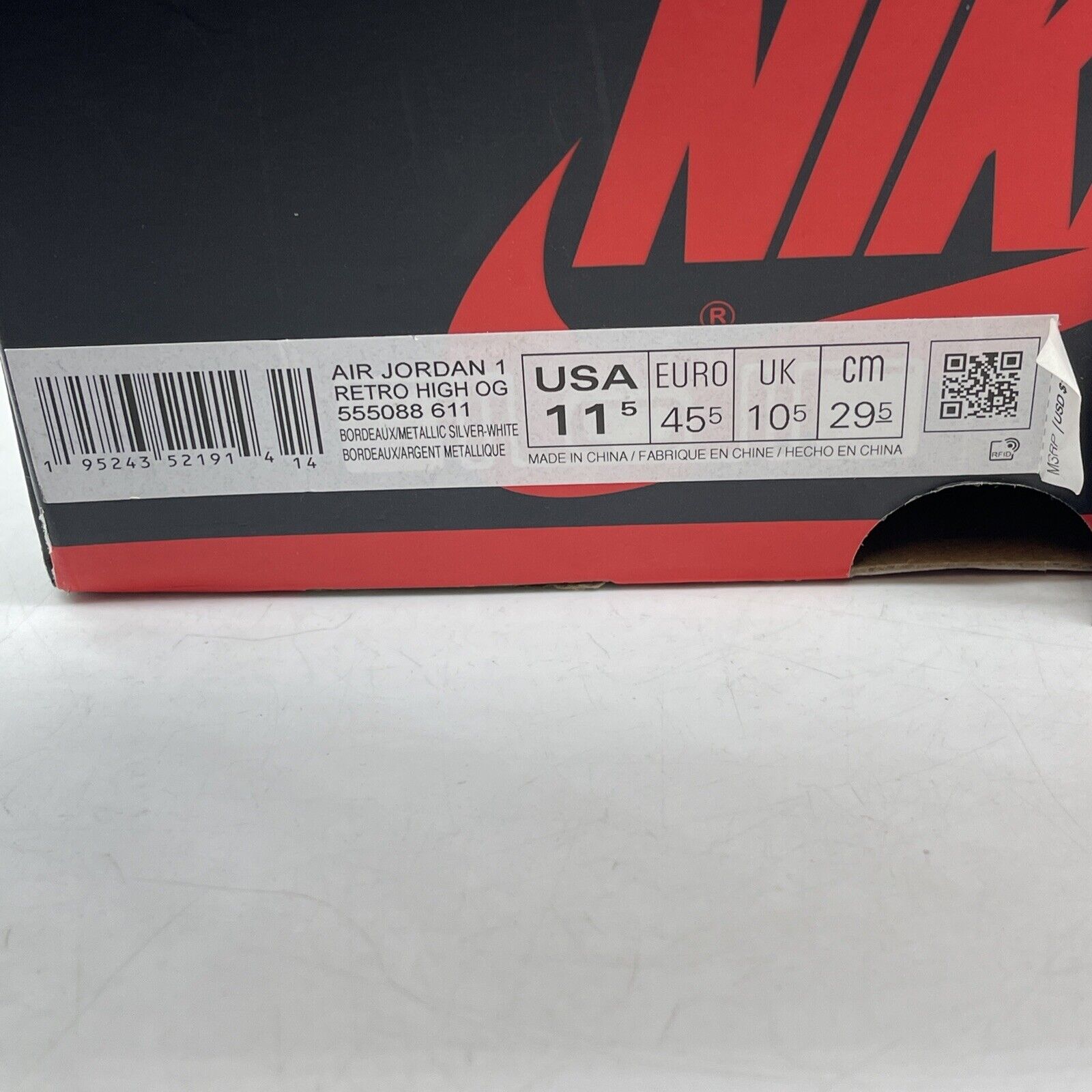 Size 11.5 - Jordan 1 Retro High OG Bordeaux Purple Brown Custom* (555088-611)