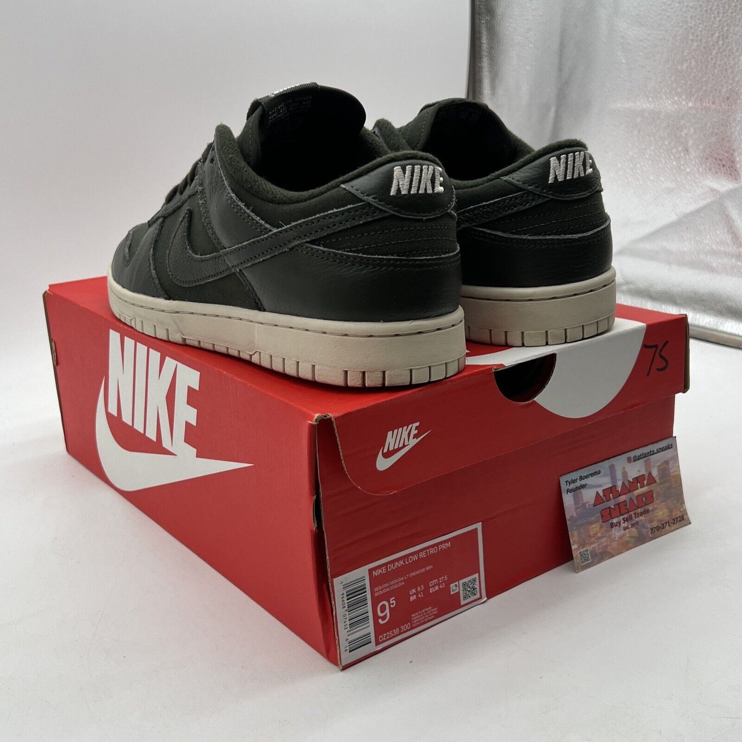 Size 9.5 - Nike Dunk Premium Low Sequoia White Olive (DZ2538-300)