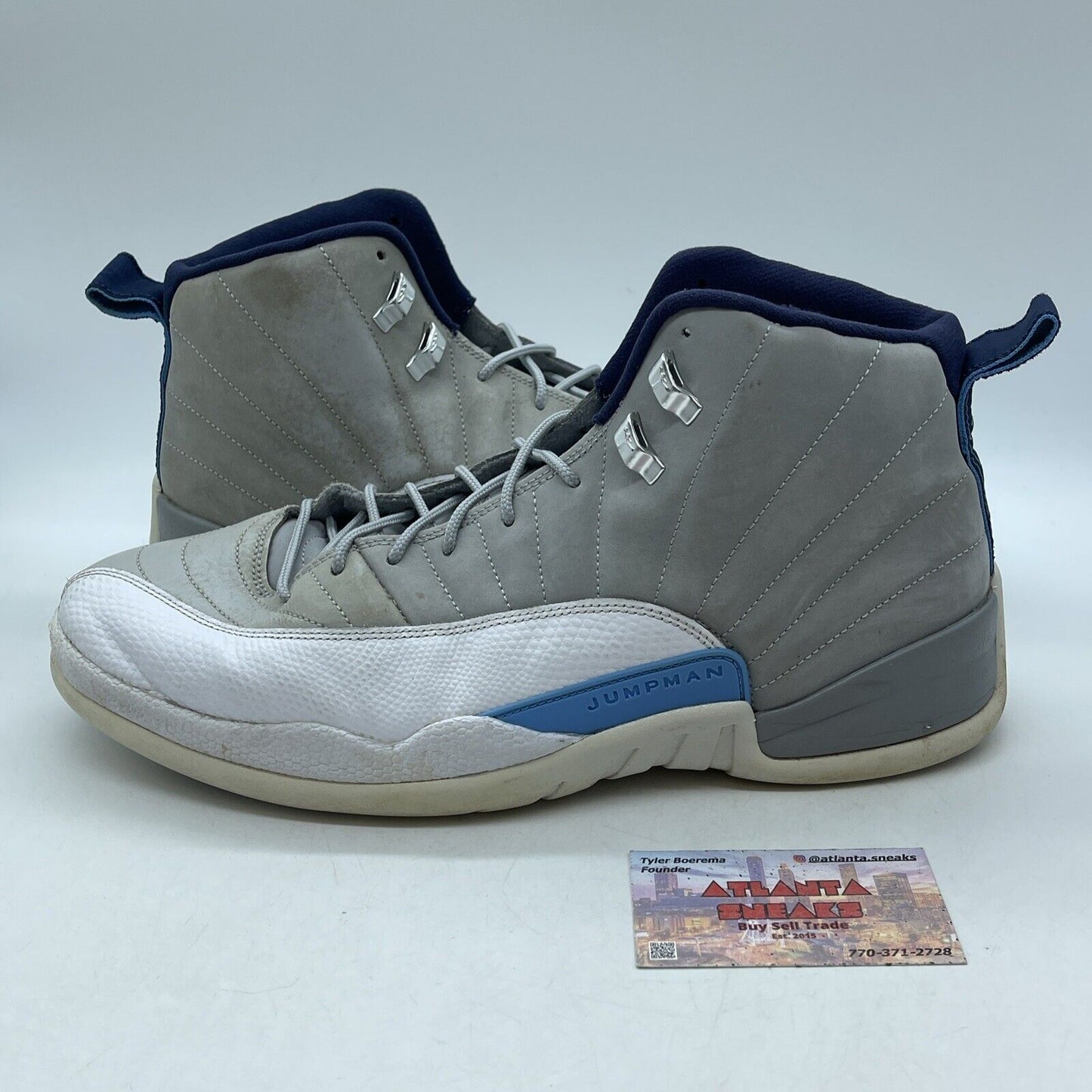 Size 13 - Air Jordan 12 Retro Grey University Blue Suede Leather (130690-007)