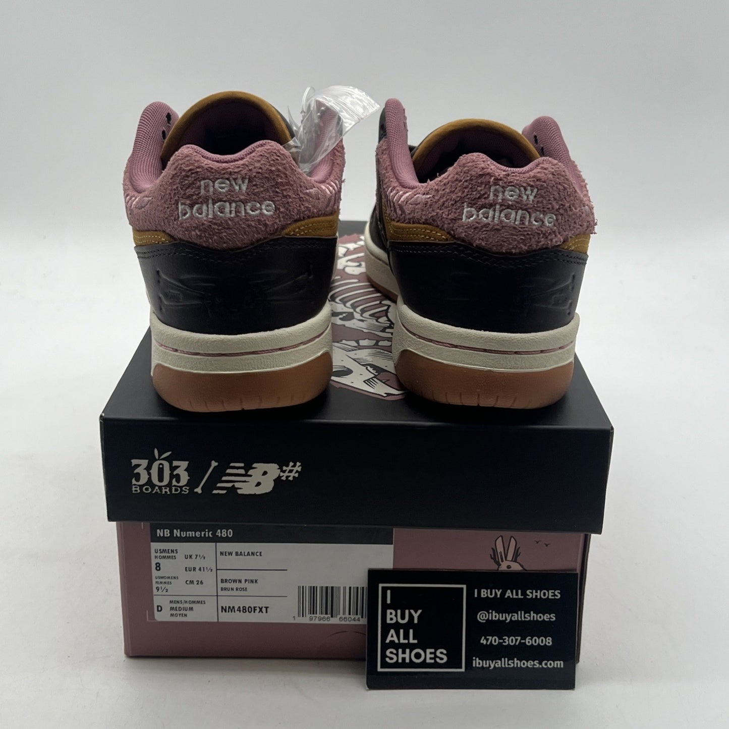 Size 8 - New Balance 303 Boards x Jeremy Fish x Numeric 480 Silly Pink Bunnies