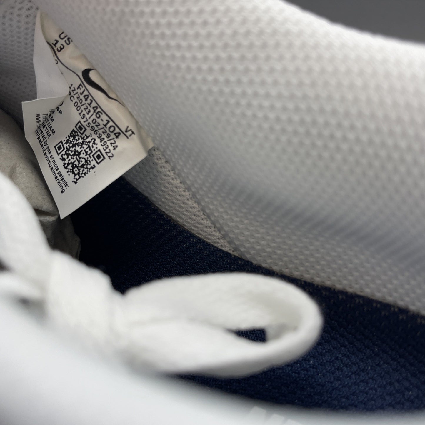 Size 13 -Nike Air Force 1 '07 Low White Midnight Navy Leather (FJ4146-104)