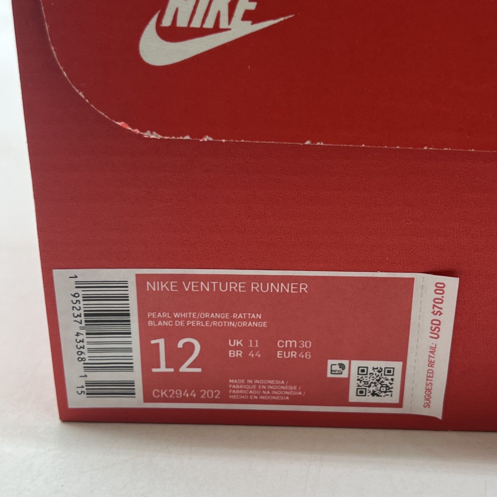Size 12 - Nike Venture Runner Shoes Mens Beige Orange Trainers (CK2944-202)