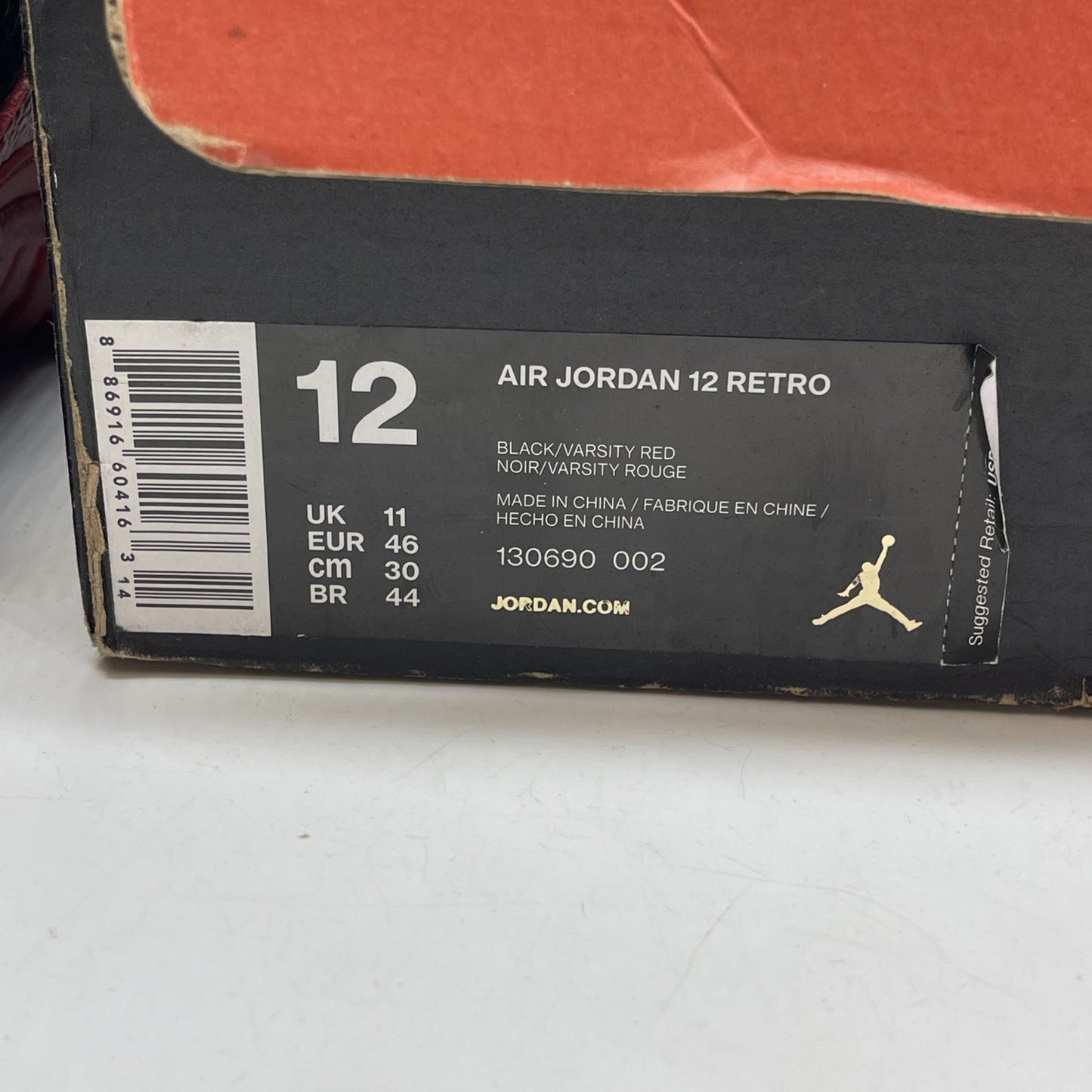 Size 12 - Air Jordan 12 Retro 2025 Flu Game Black Red Leather (130690-002)