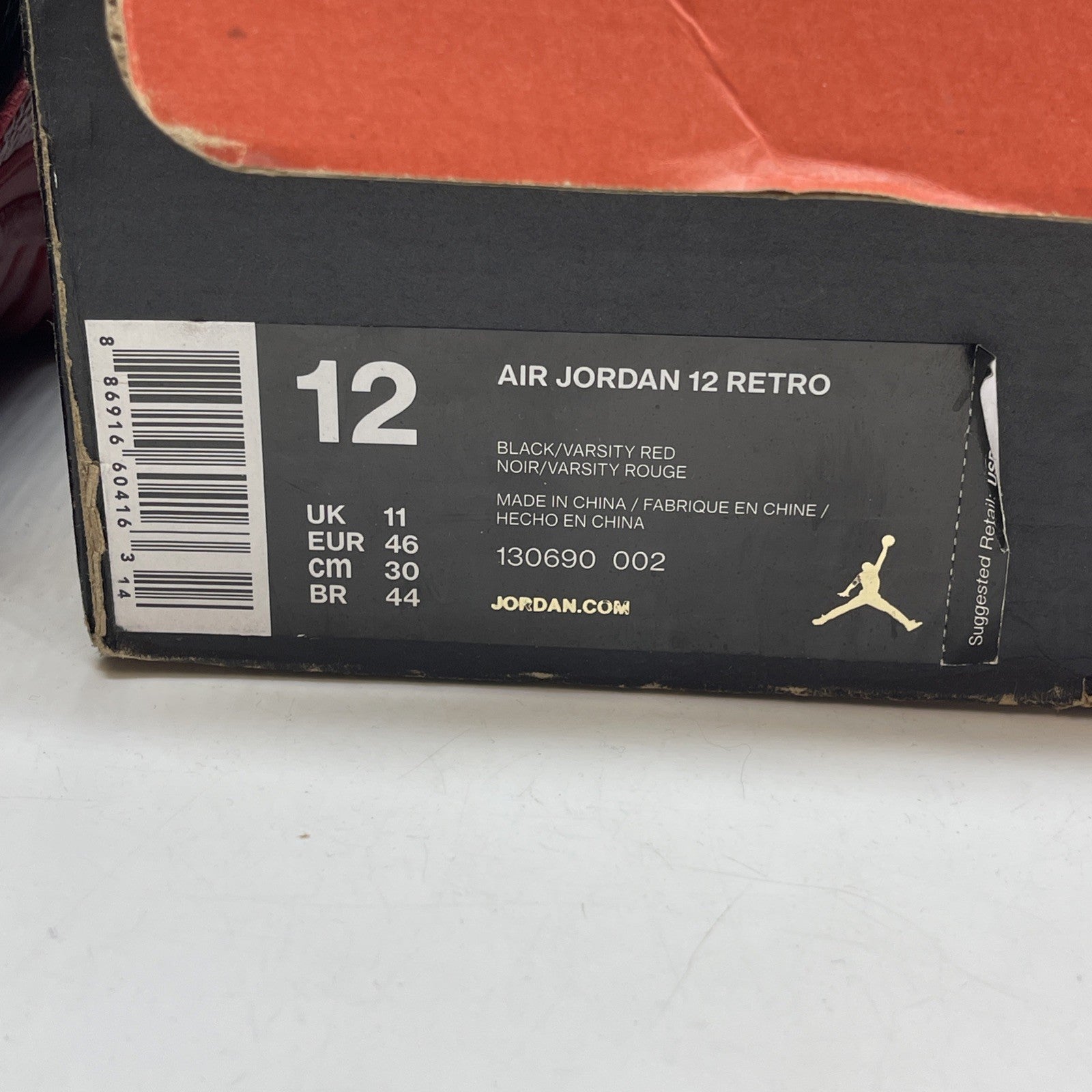 Size 12 - Air Jordan 12 Retro 2025 Flu Game Black Red Leather (130690-002)