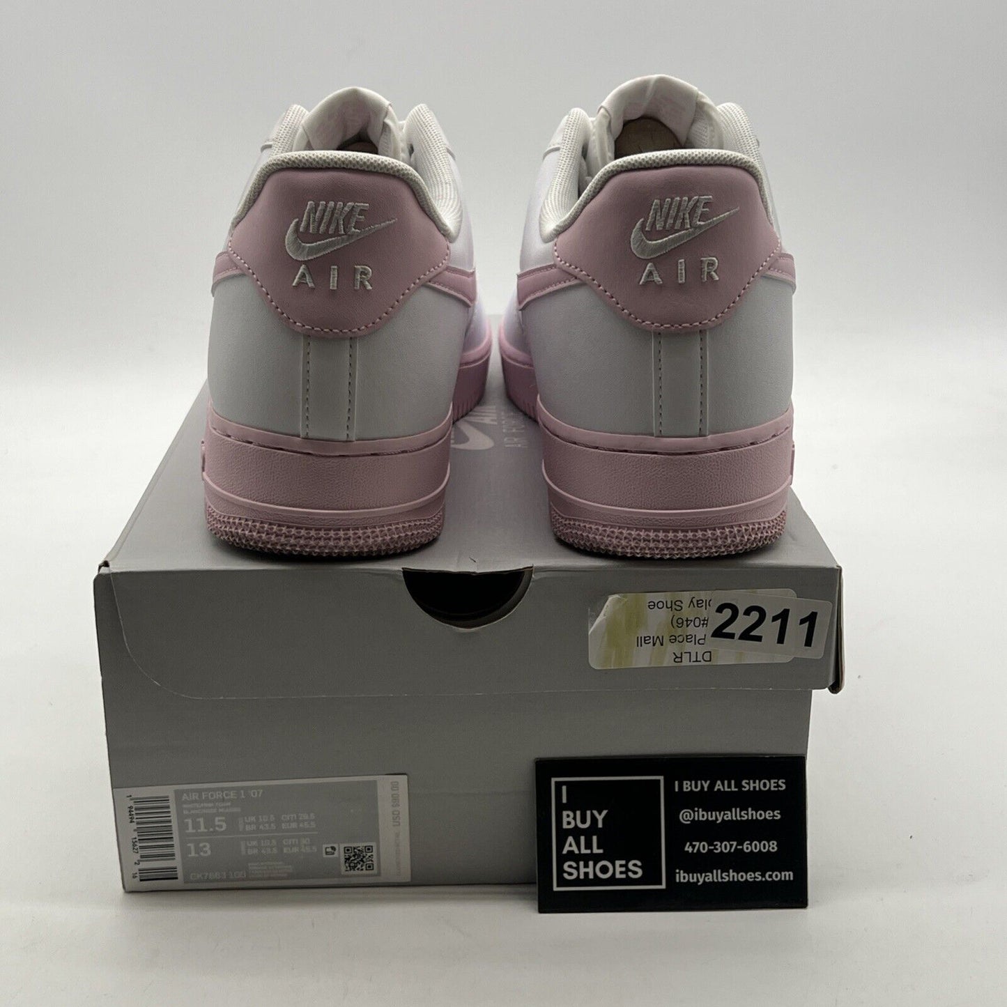 Size 11.5 - Nike Air Force 1 '07 Low White Pink Sole (CK7663-100)