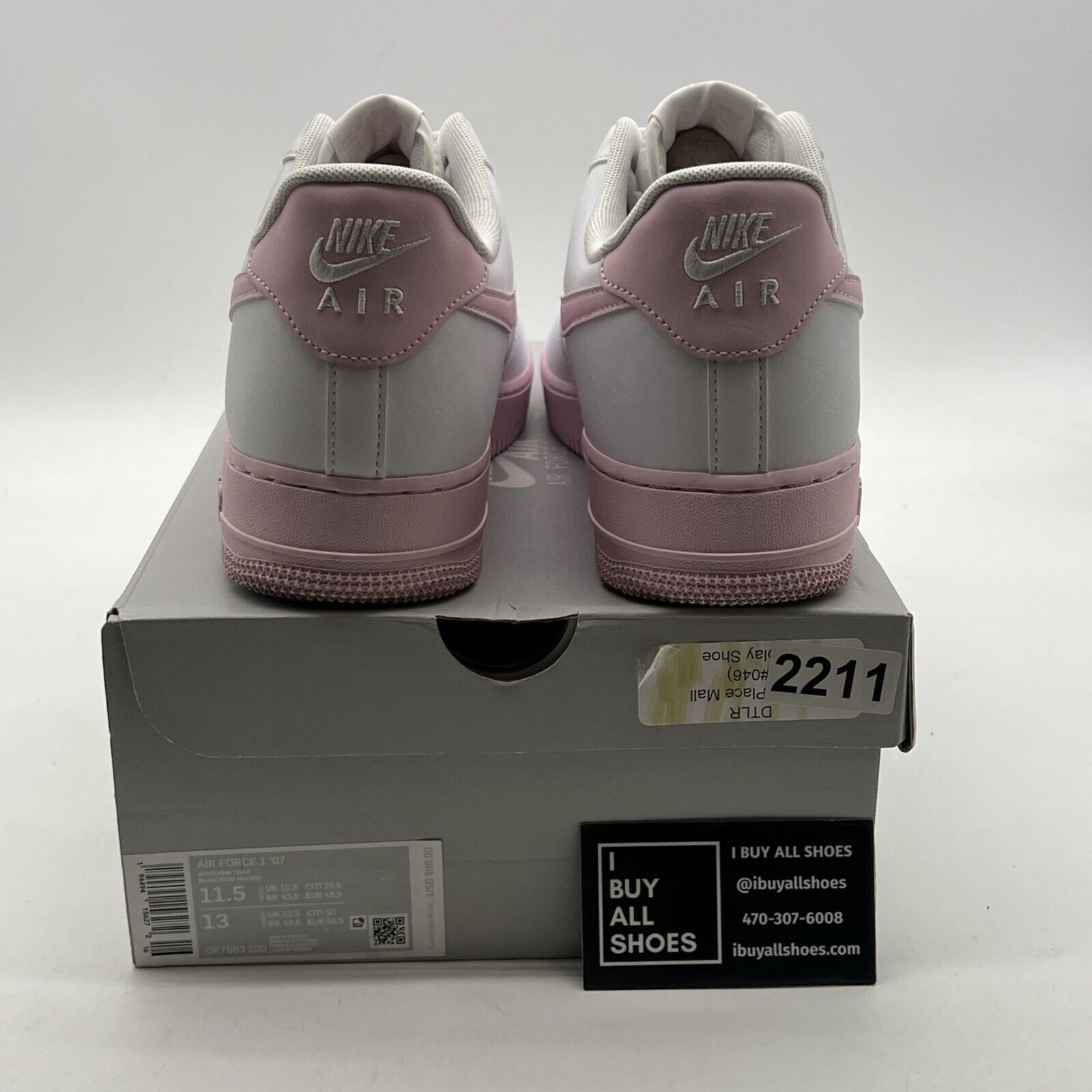 Size 11.5 - Nike Air Force 1 '07 Low White Pink Sole (CK7663-100)