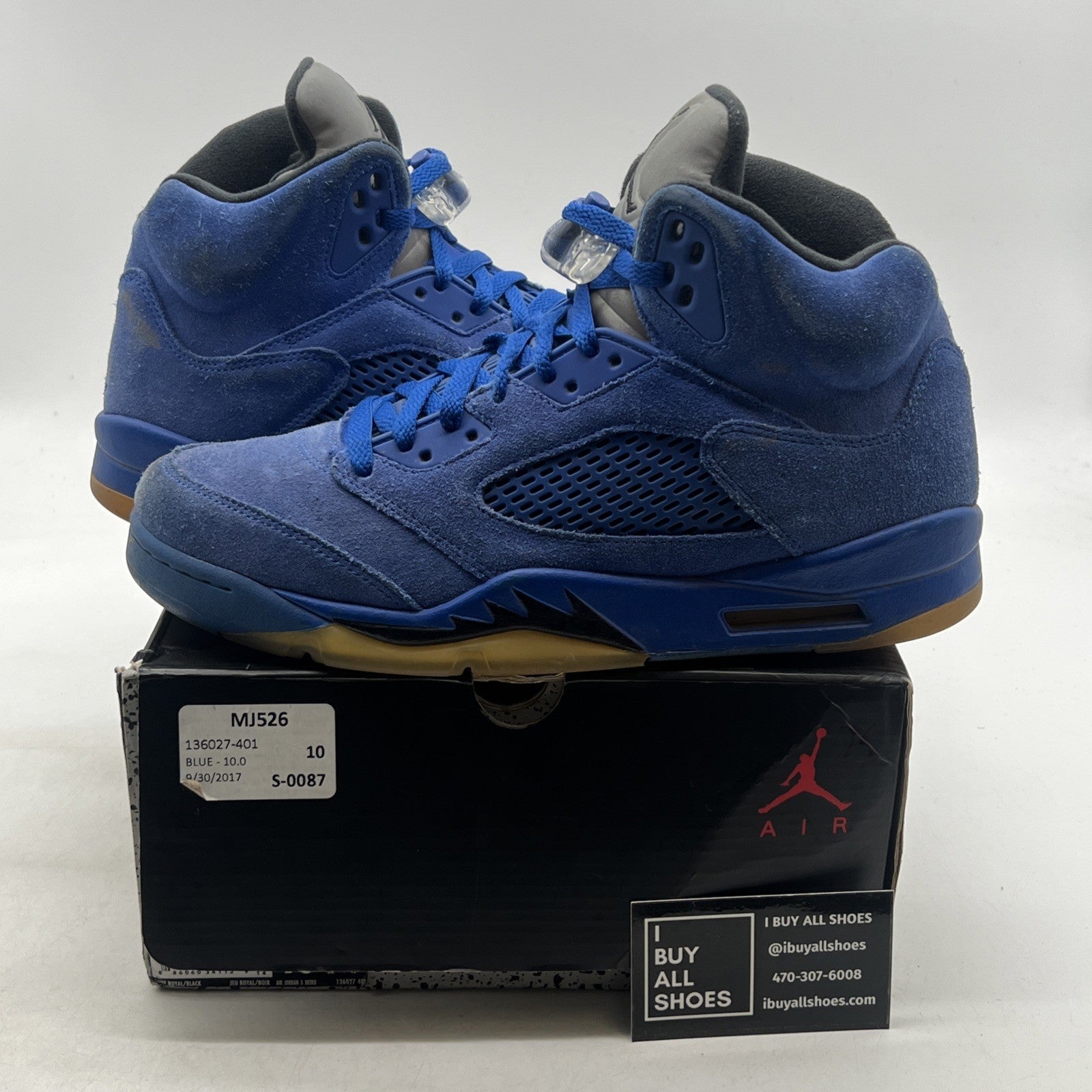 Size 10 - Air Jordan 5 Retro Blue Suede (136027-401)