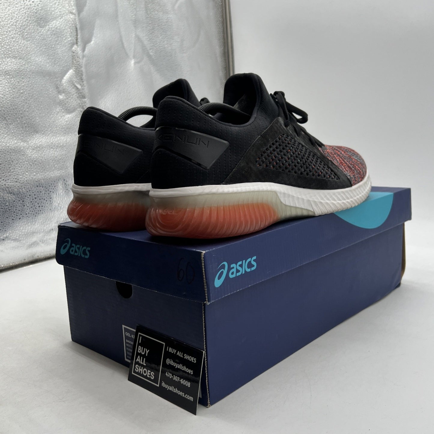 Size 11.5 - Asics Gel Kenun Knit Black Multi-Color (T832N-3090)