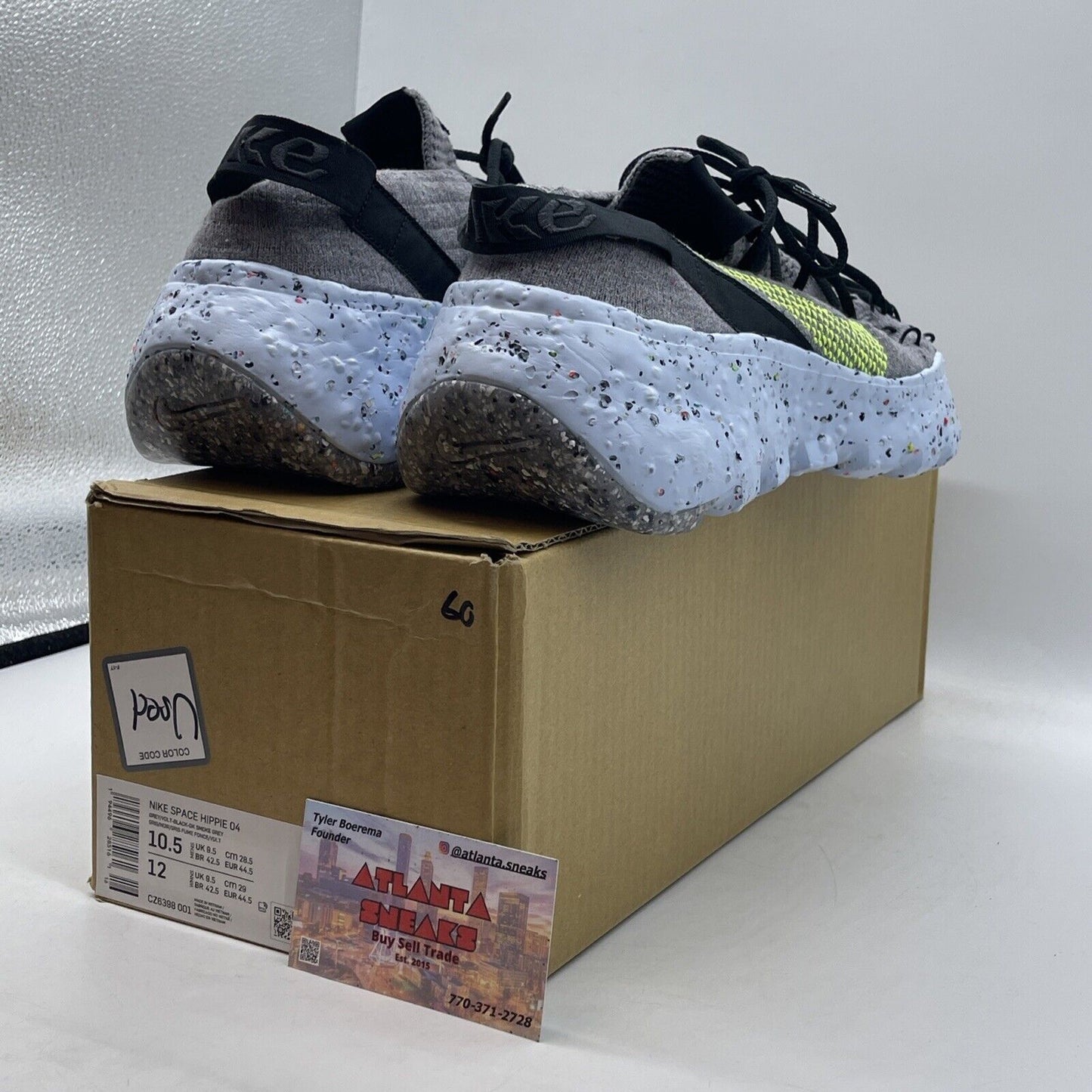 Size 10.5 - Nike Space Hippie 04 Grey Volt Blue Green Black (CZ6398-001)