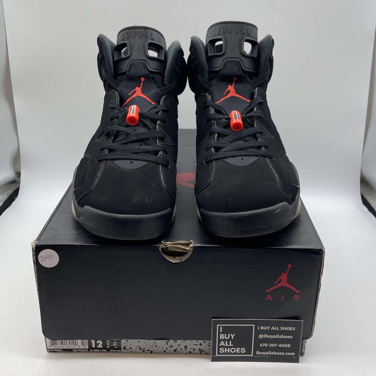 Size 12 - Jordan 6 Retro Mid Infrared Black Suede (384664-060)