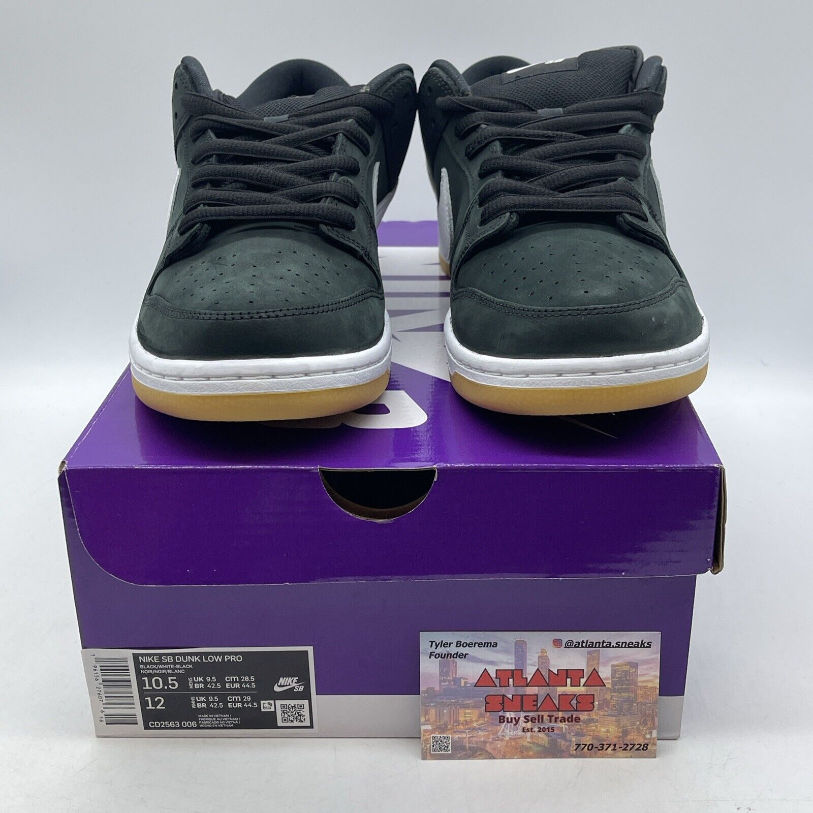 Size 10.5 - Nike Dunk Low SB Black Gum White Suede (CD2563-006)