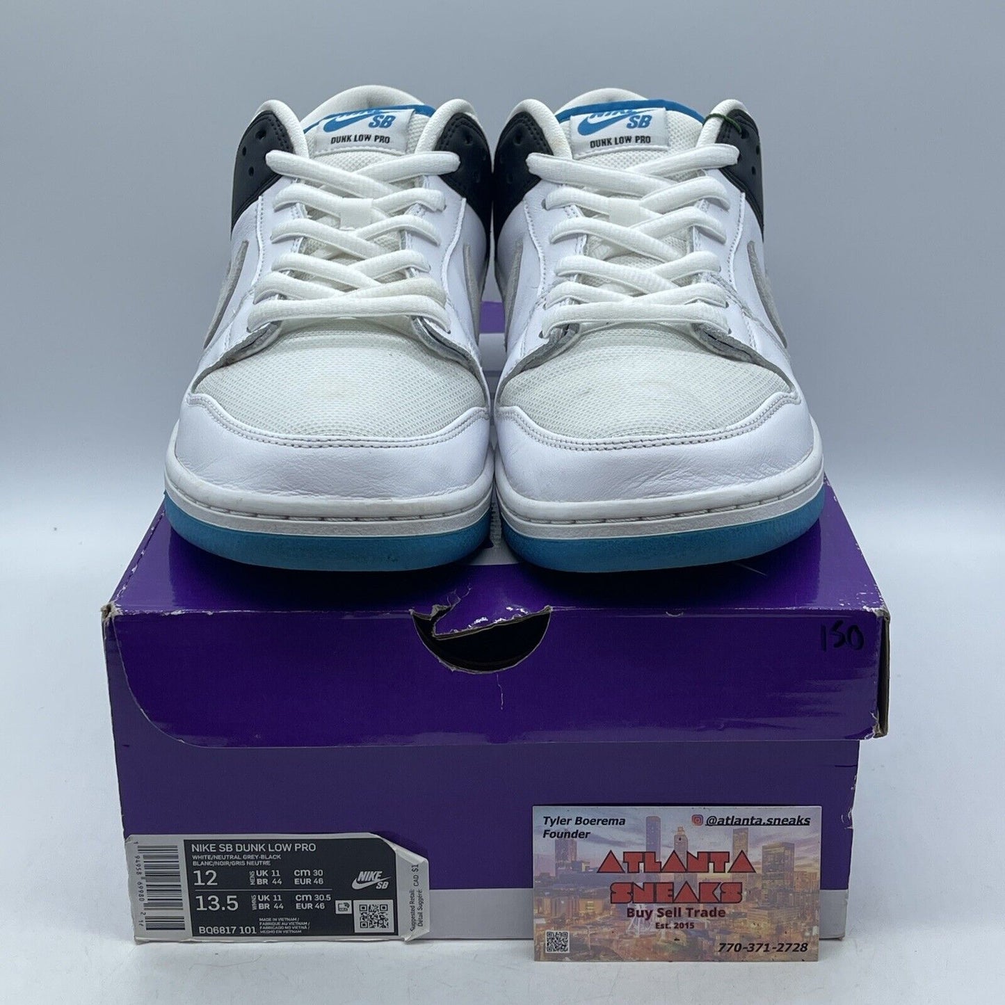 Size 12 - Nike Dunk Pro SB Low Laser Blue Black White Suede (BQ6817-101)