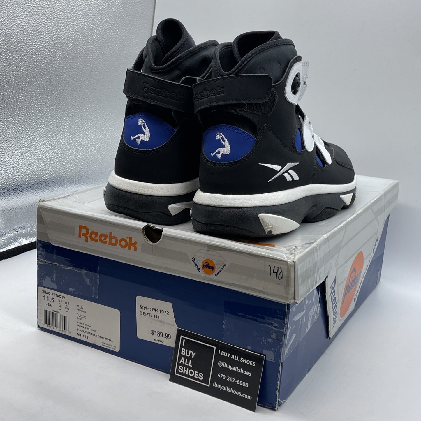 Size 11.5 - Reebok Shaq Attaq IV Orlando Magic Black White Suede (M41972)
