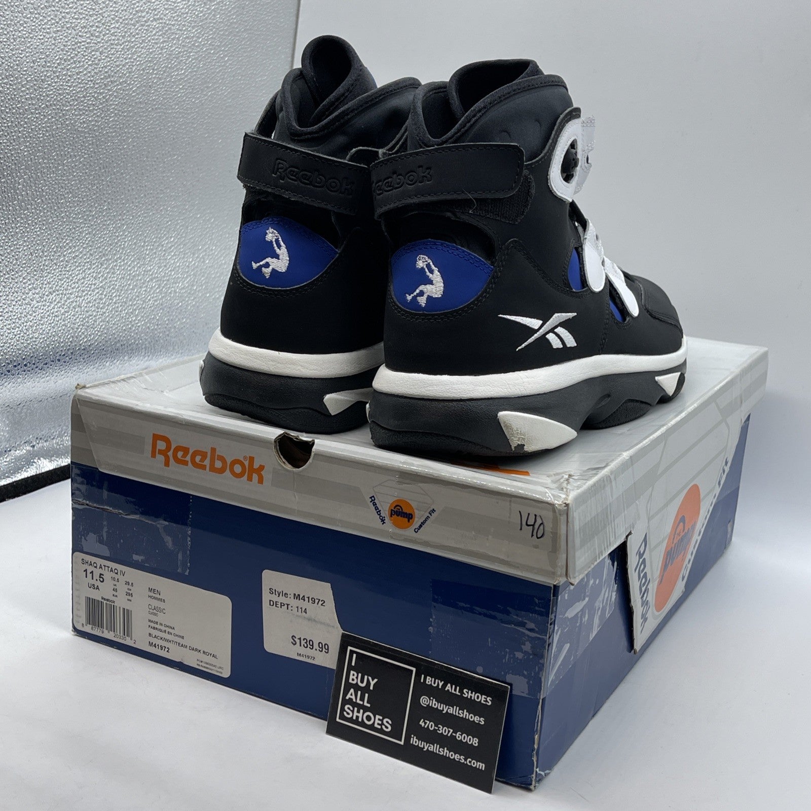 Size 11.5 - Reebok Shaq Attaq IV Orlando Magic Black White Suede (M41972)