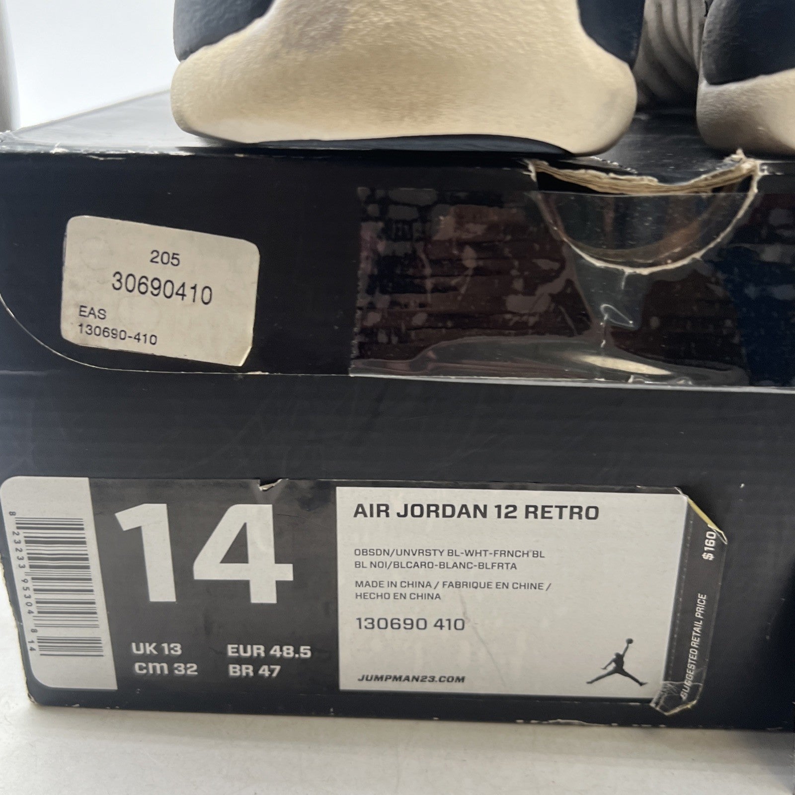 Size 14 - Air Jordan 12 Retro 2012 Obsidian (130690-410)