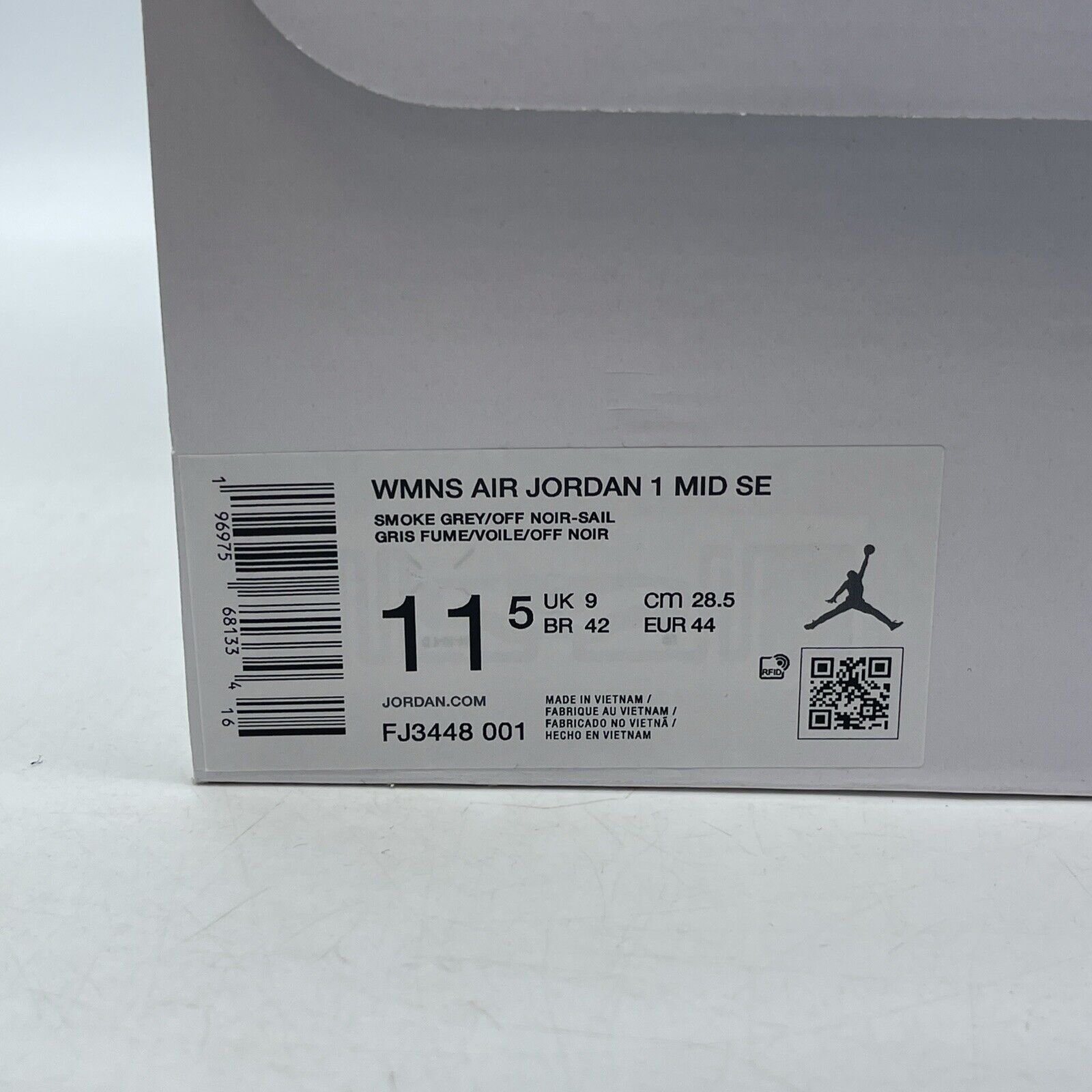 Size 11.5 -  Air Jordan 1 mid Distressed Smoke Grey White Suede (Fj3448-001)