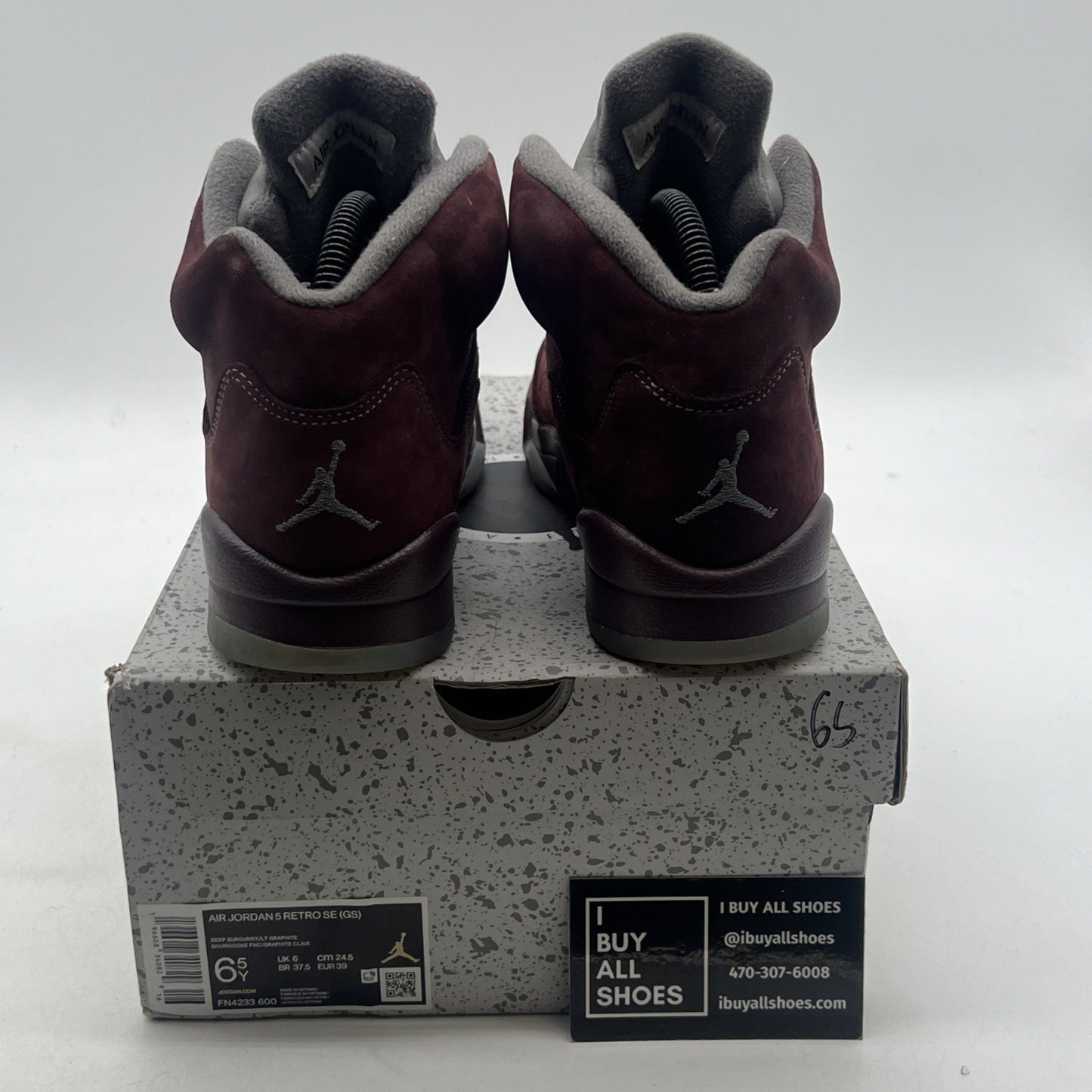 Size 6.5Y - Air Jordan 5 Retro SE 'Burgundy' Grey Suede Leather (FN4233-600)