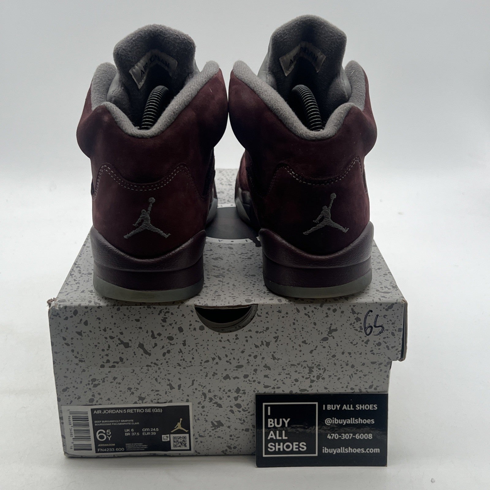 Size 6.5Y - Air Jordan 5 Retro SE 'Burgundy' Grey Suede Leather (FN4233-600)