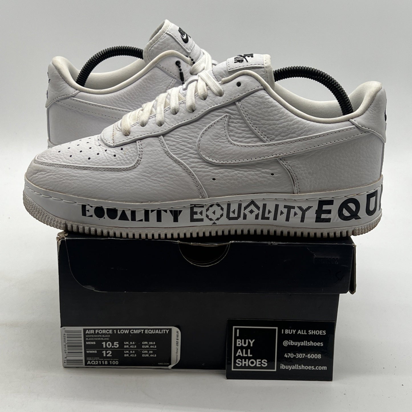 Size 10.5 - Nike Air Force 1 CMFT Low Equality (AQ2118-100)
