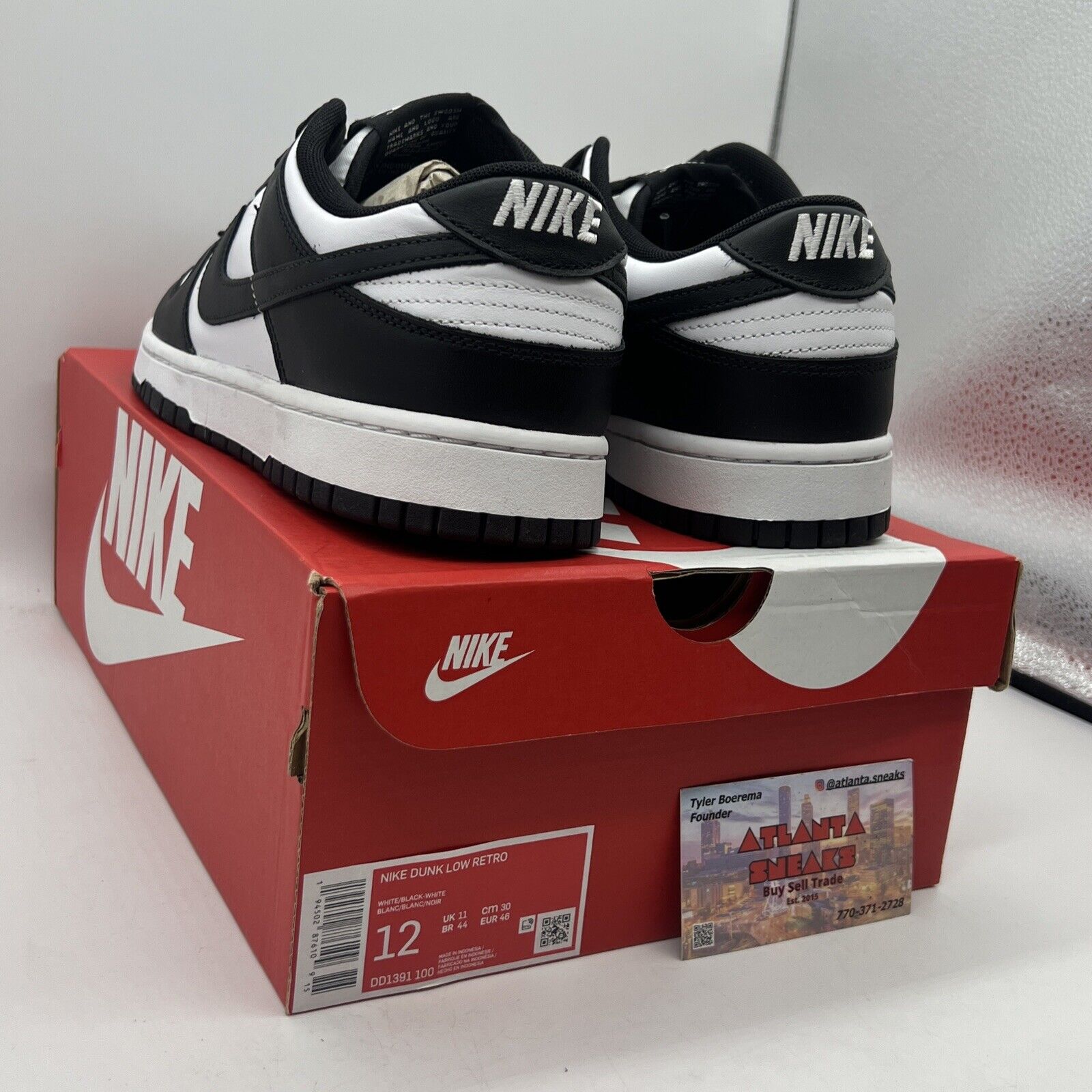 Size 12 - Nike Dunk Low Black White Brand New Og All