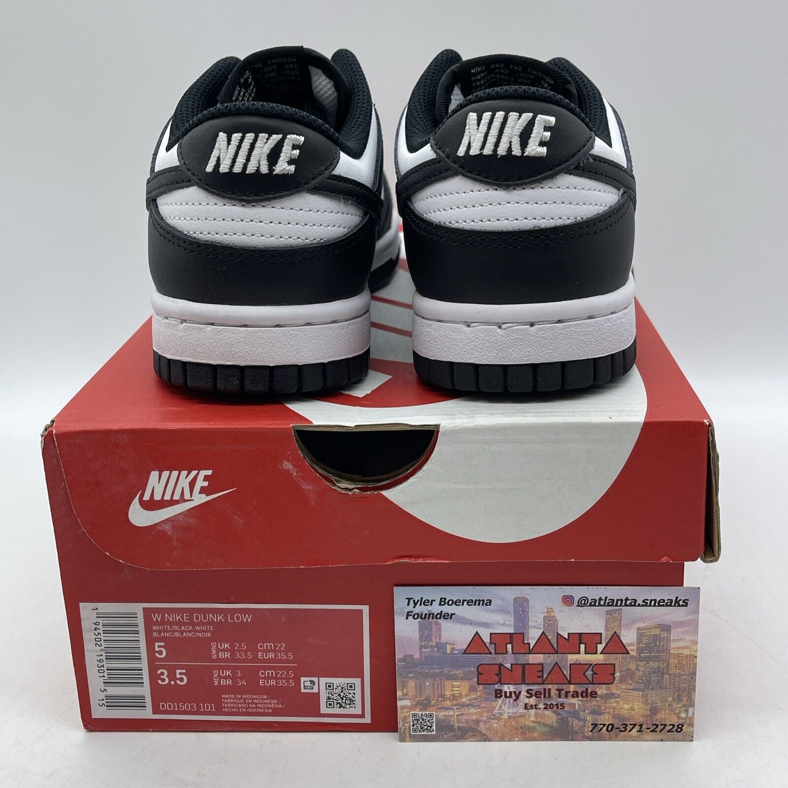 Size 5W - Nike Dunk Low Black White Leather (DD1503-101)