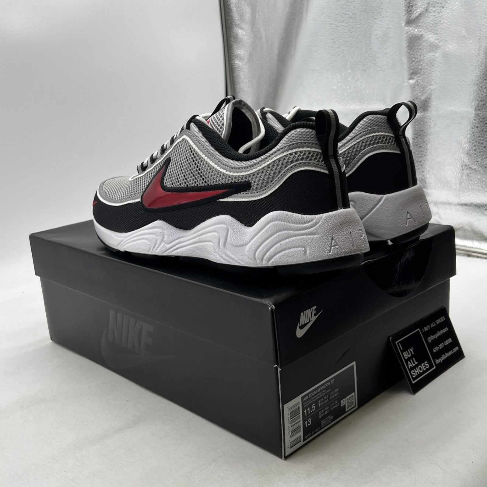 Size 11.5 - Nike Air Zoom Spiridon SP 2024 Silver Red (HF9117-001)