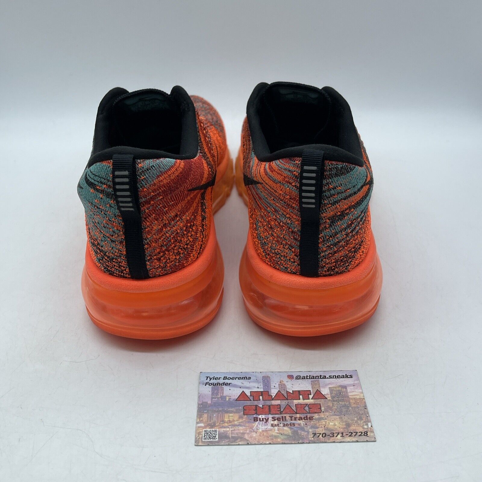 Size 10 - Nike Flyknit Max Hyper Crimson Orange Black Suede (620469-601)